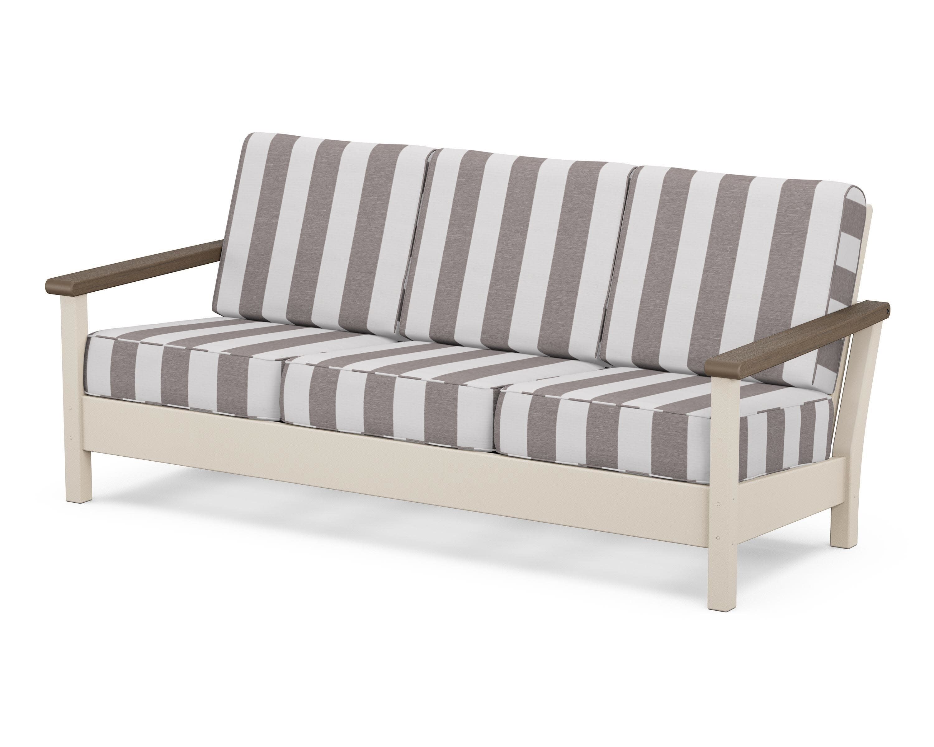Harbour Deep Seating Sofa in Sand / Kona / Cabana Stripe Grey Mist