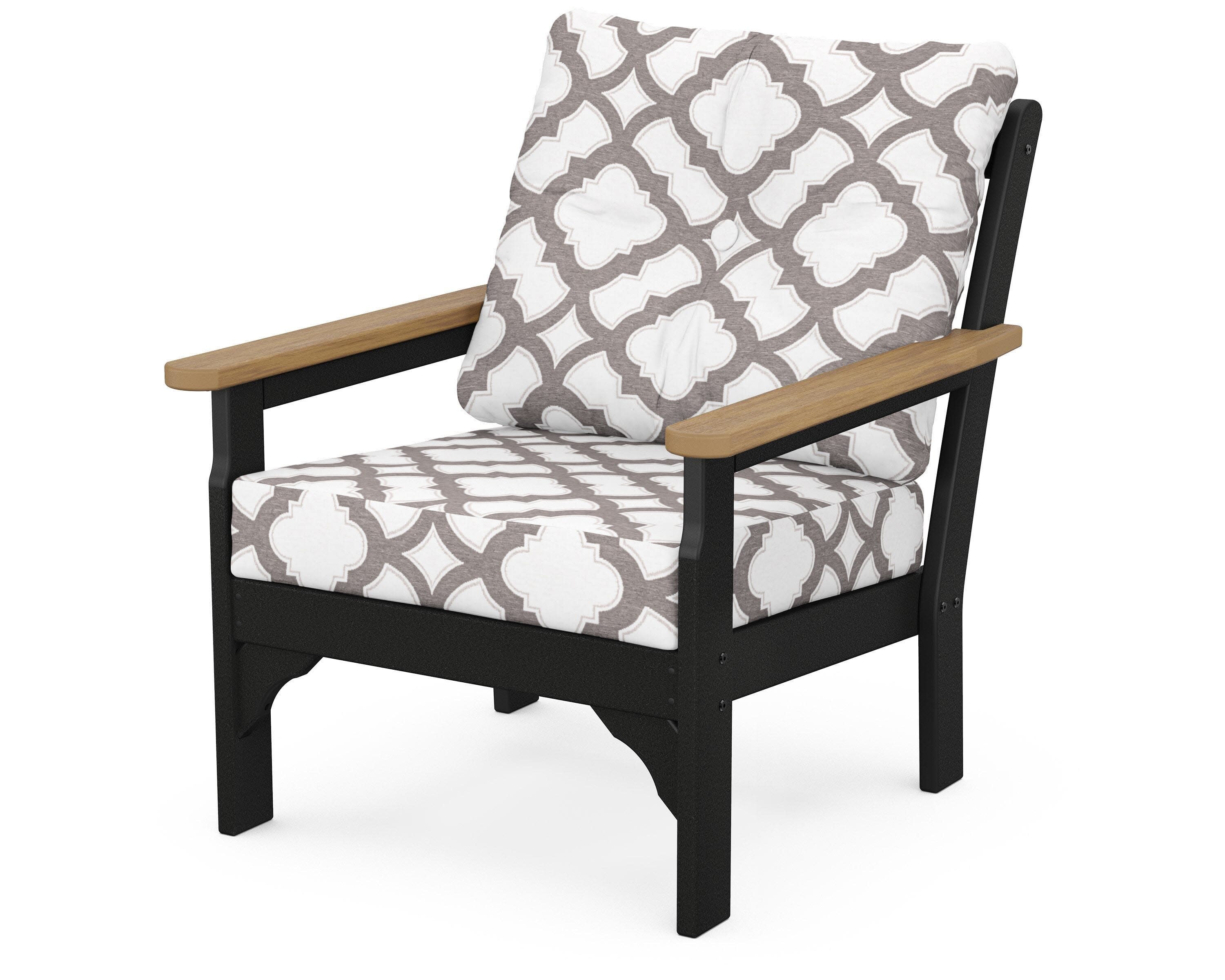 Vineyard Deep Seating Chair in Black / Natural / Trellis Grey Mist