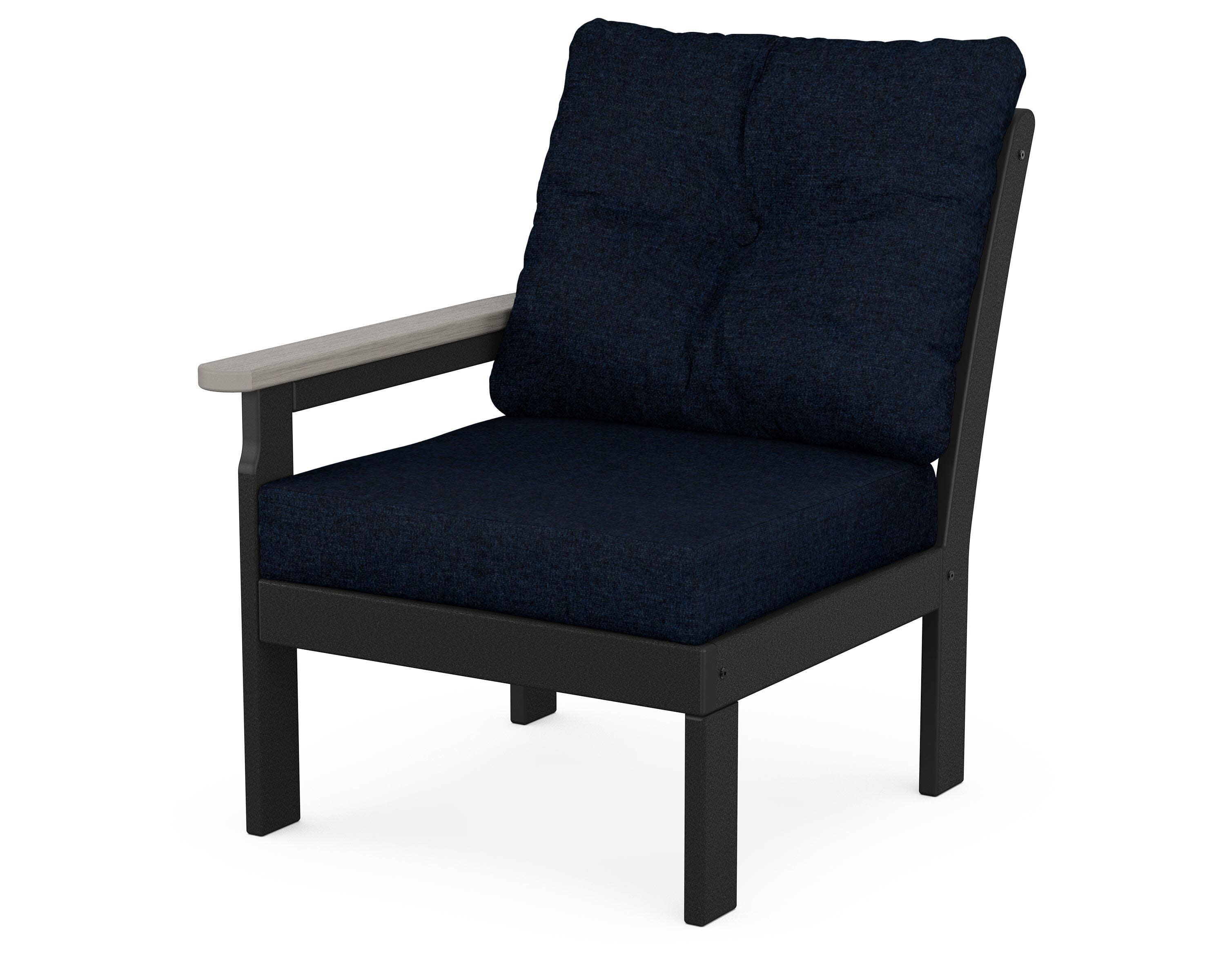 Vineyard Modular Left Arm Chair in Black / Driftwood / Marine Indigo