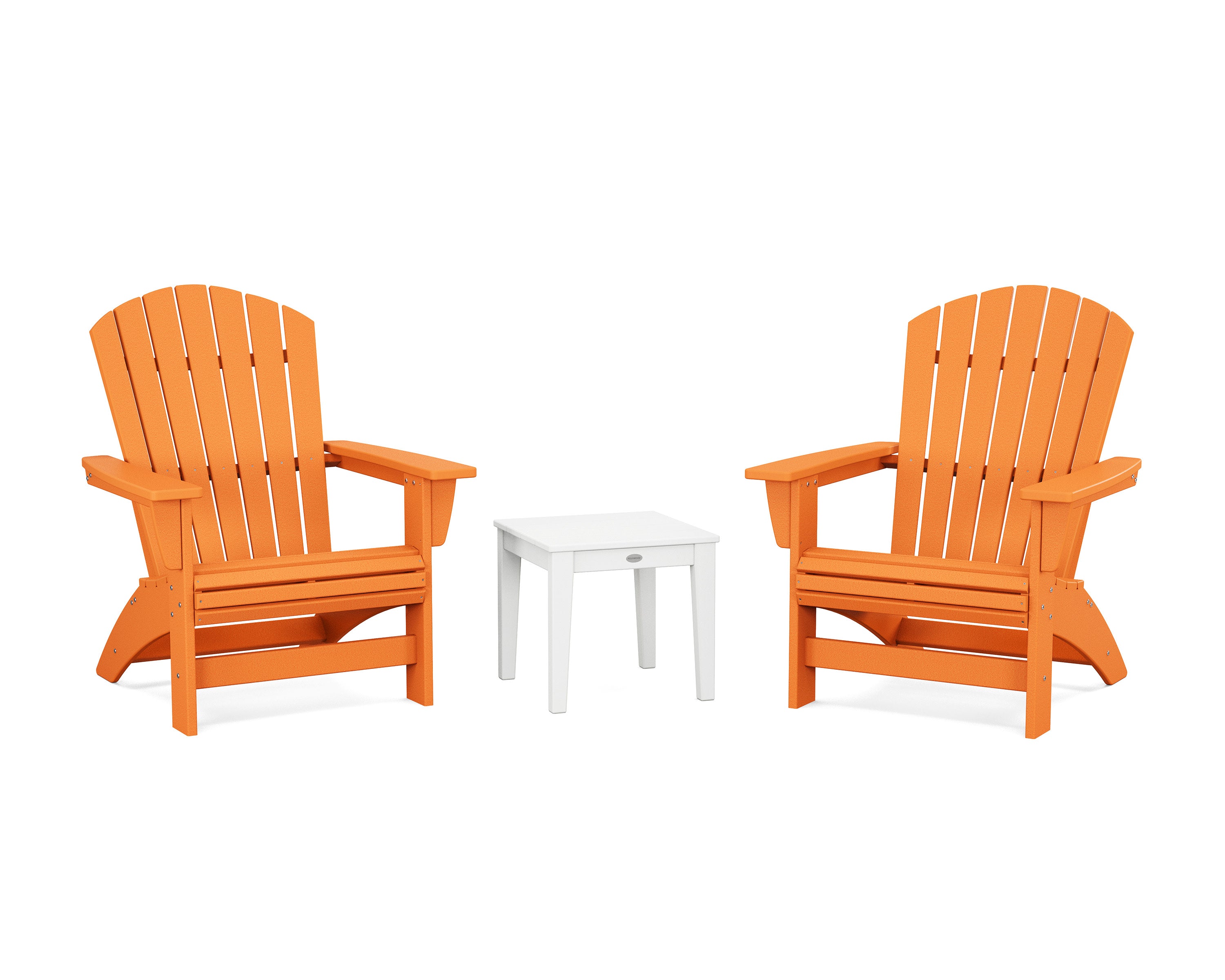 3-Piece Nautical Grand Adirondack Set in Tangerine / White