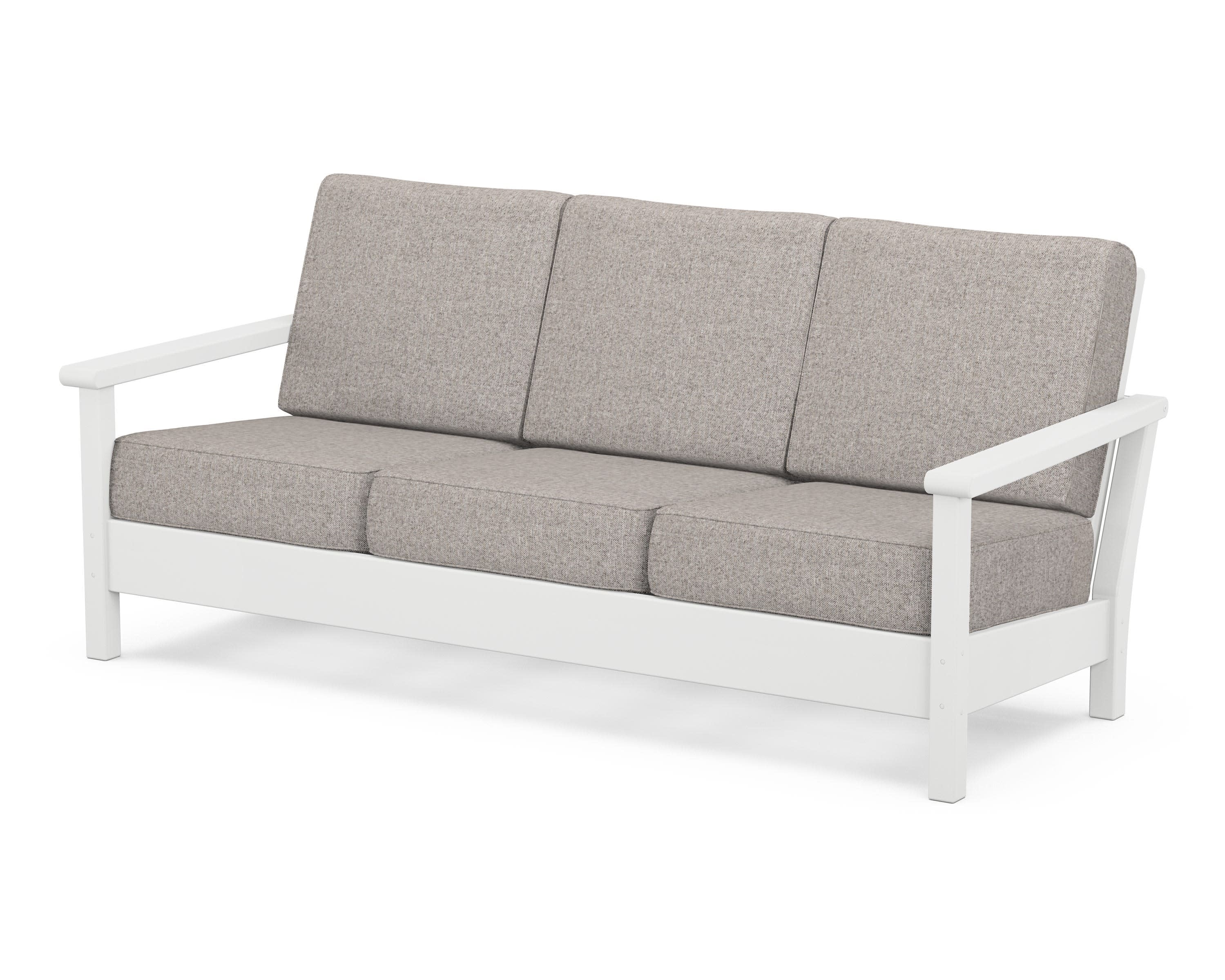 Harbour Deep Seating Sofa in White / Weathered Tweed