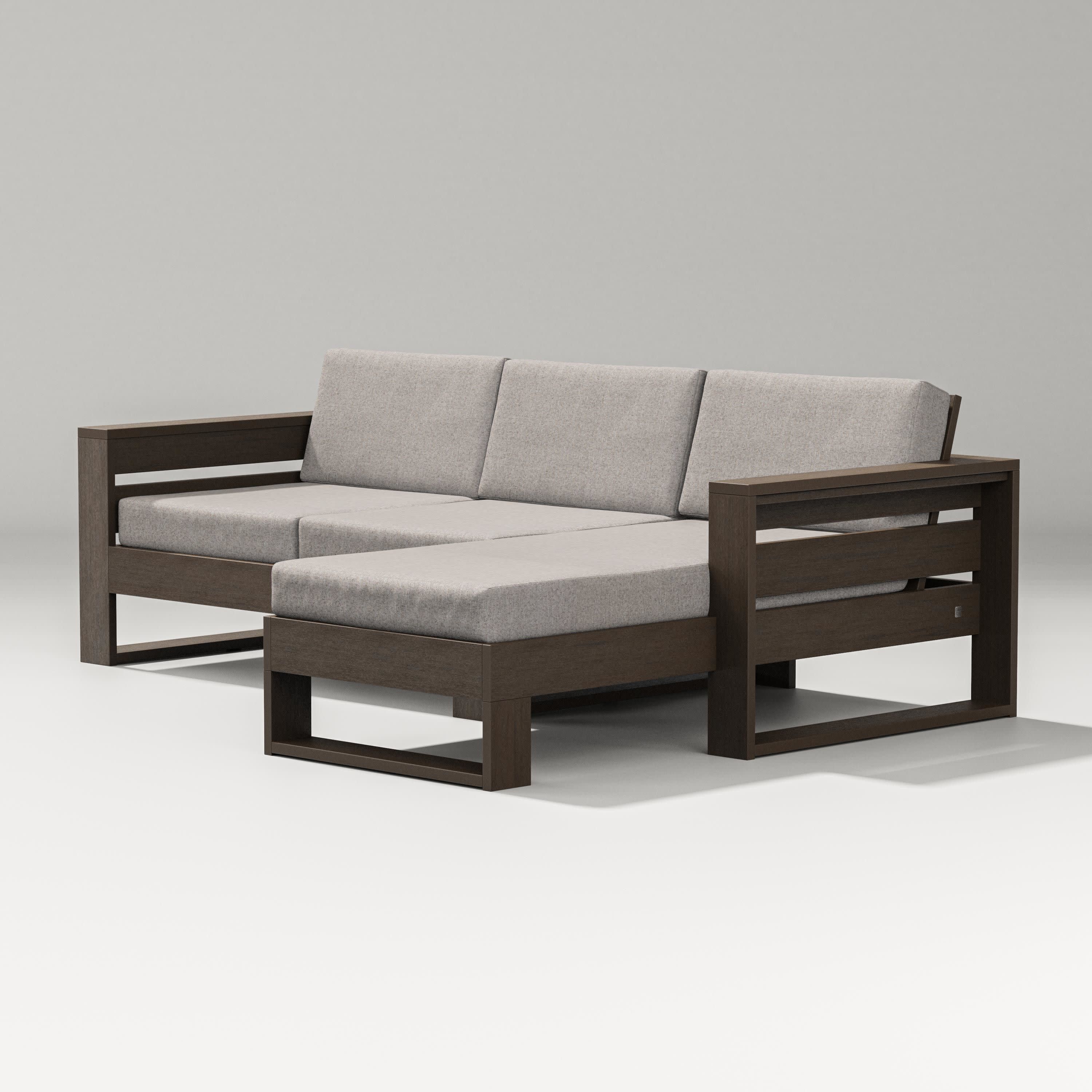 Latitude Right Chaise Sectional in Kona / Weathered Tweed