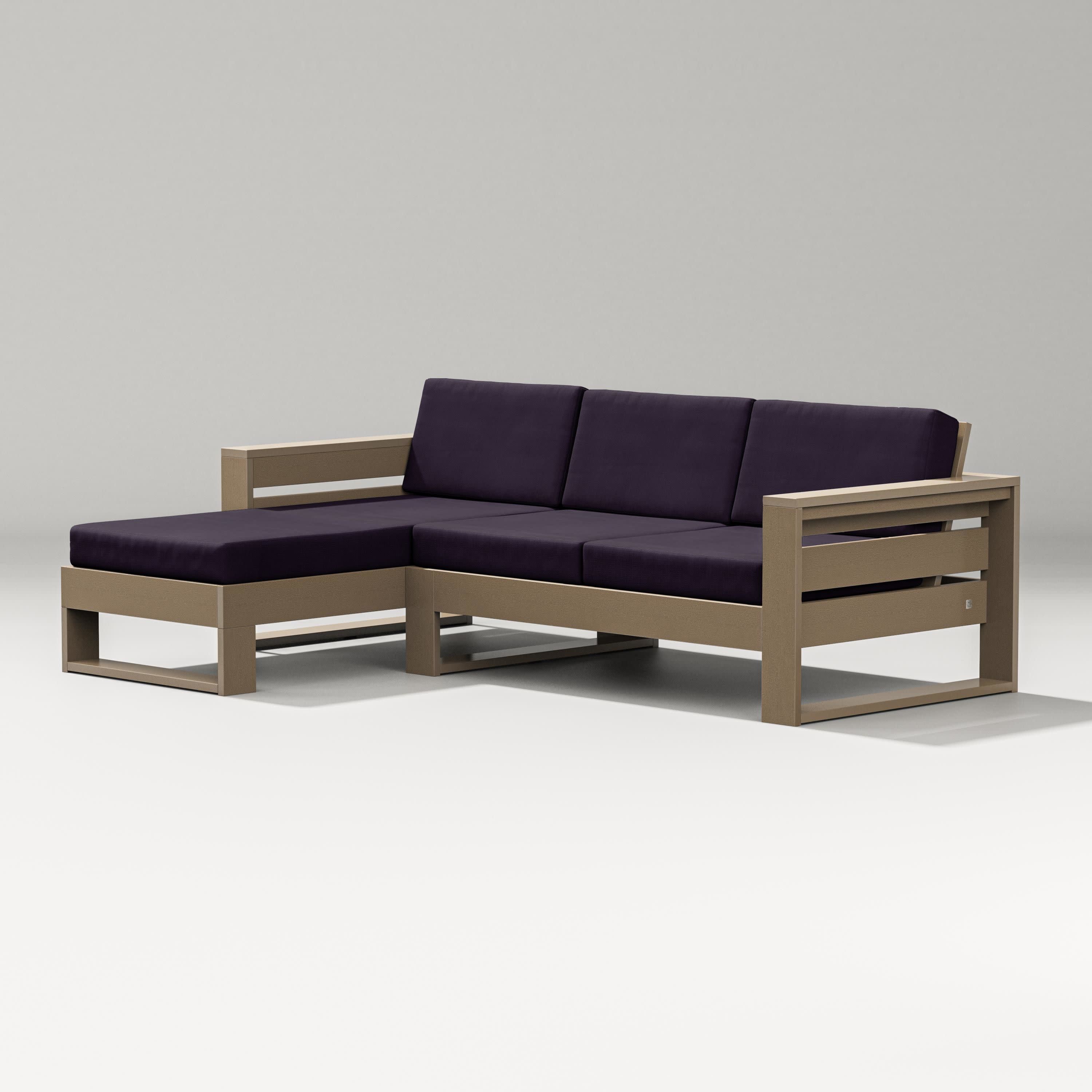 Latitude Left Chaise Sectional in Vintage Sahara / Navy Linen