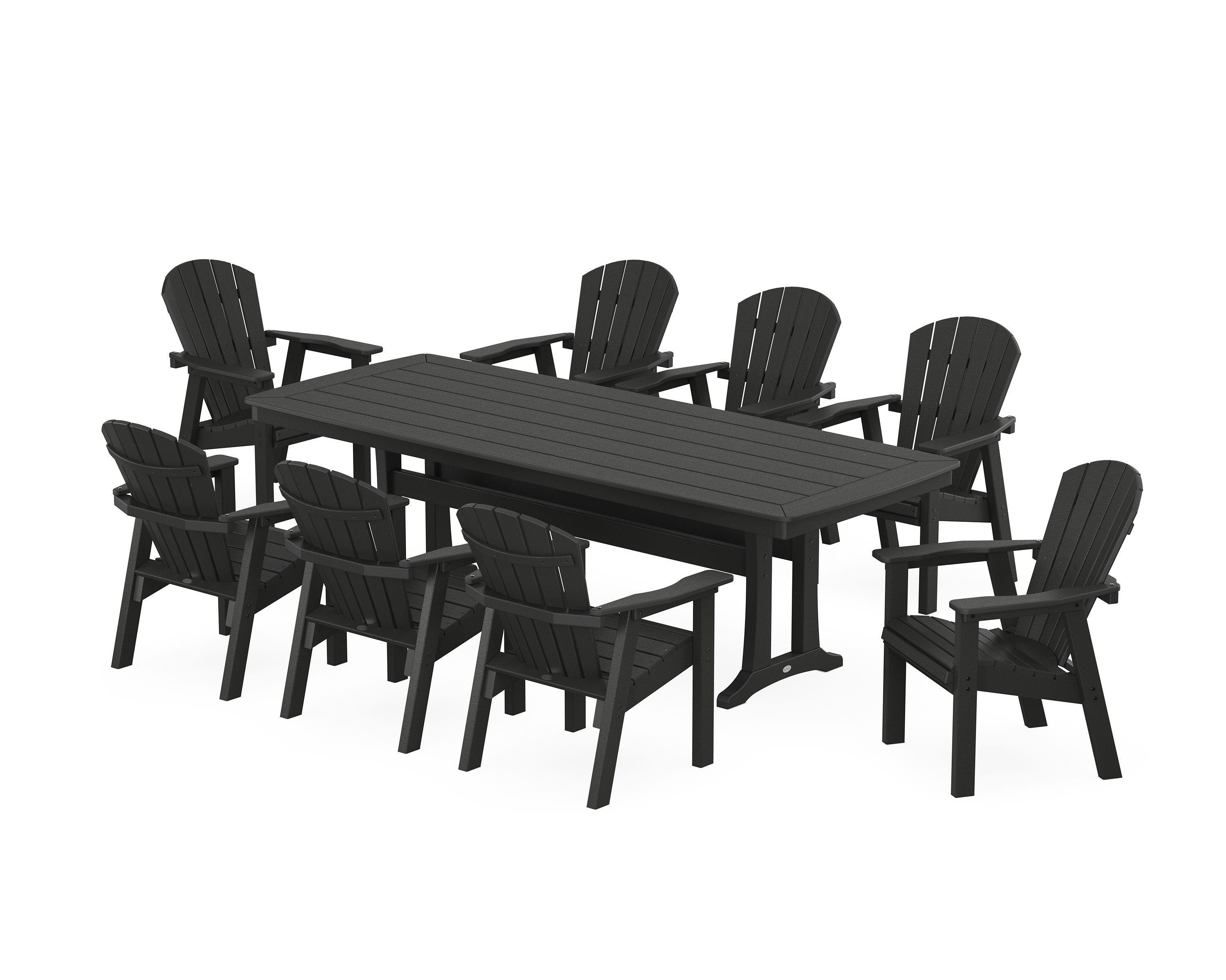 Seashell 9-Piece Dining Set with Trestle Legs in Black