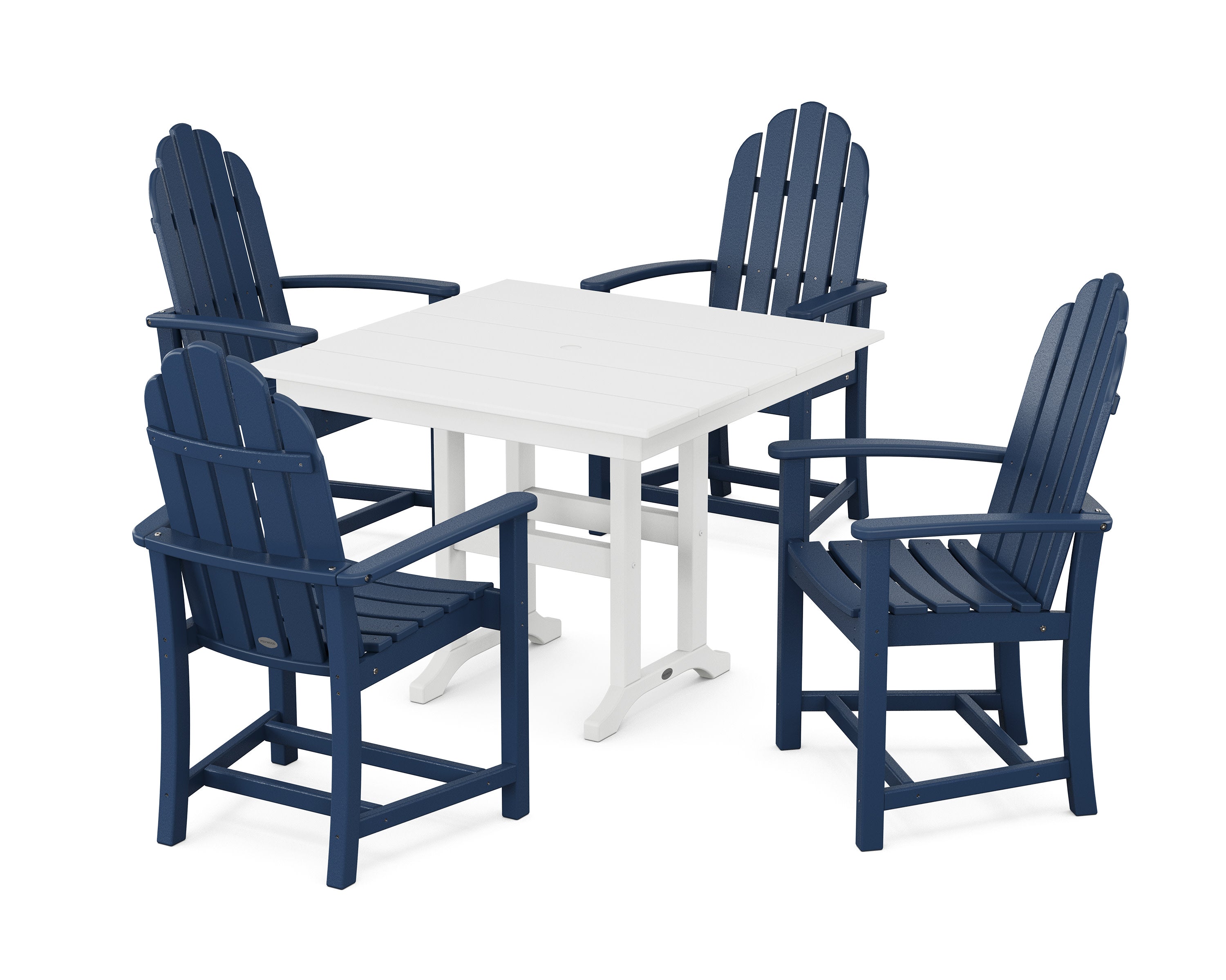 Classic Adirondack 5-Piece Farmhouse Dining Set in Navy / White