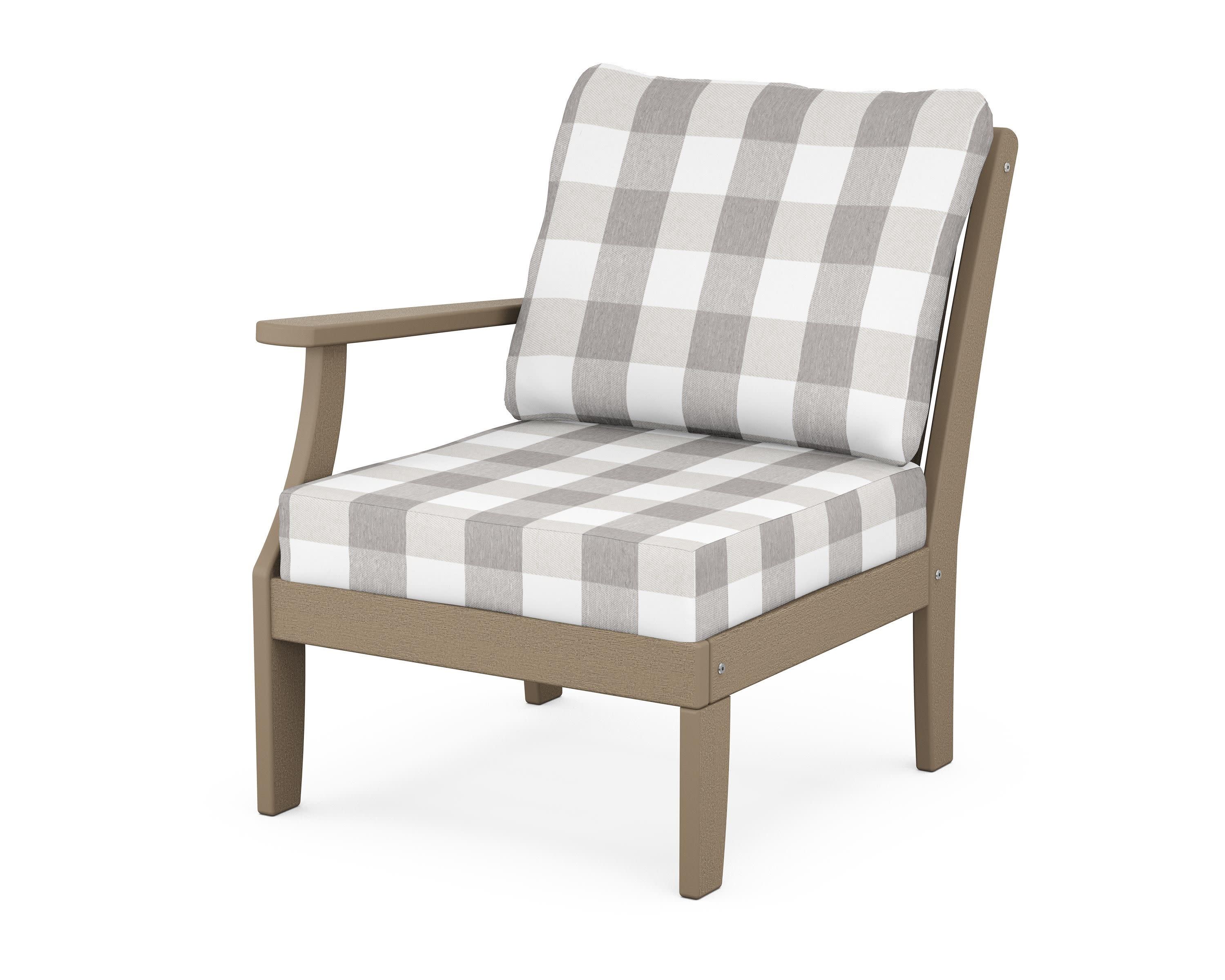 Braxton Modular Left Arm Chair in Vintage Sahara / Buffalo Plaid Grey Mist