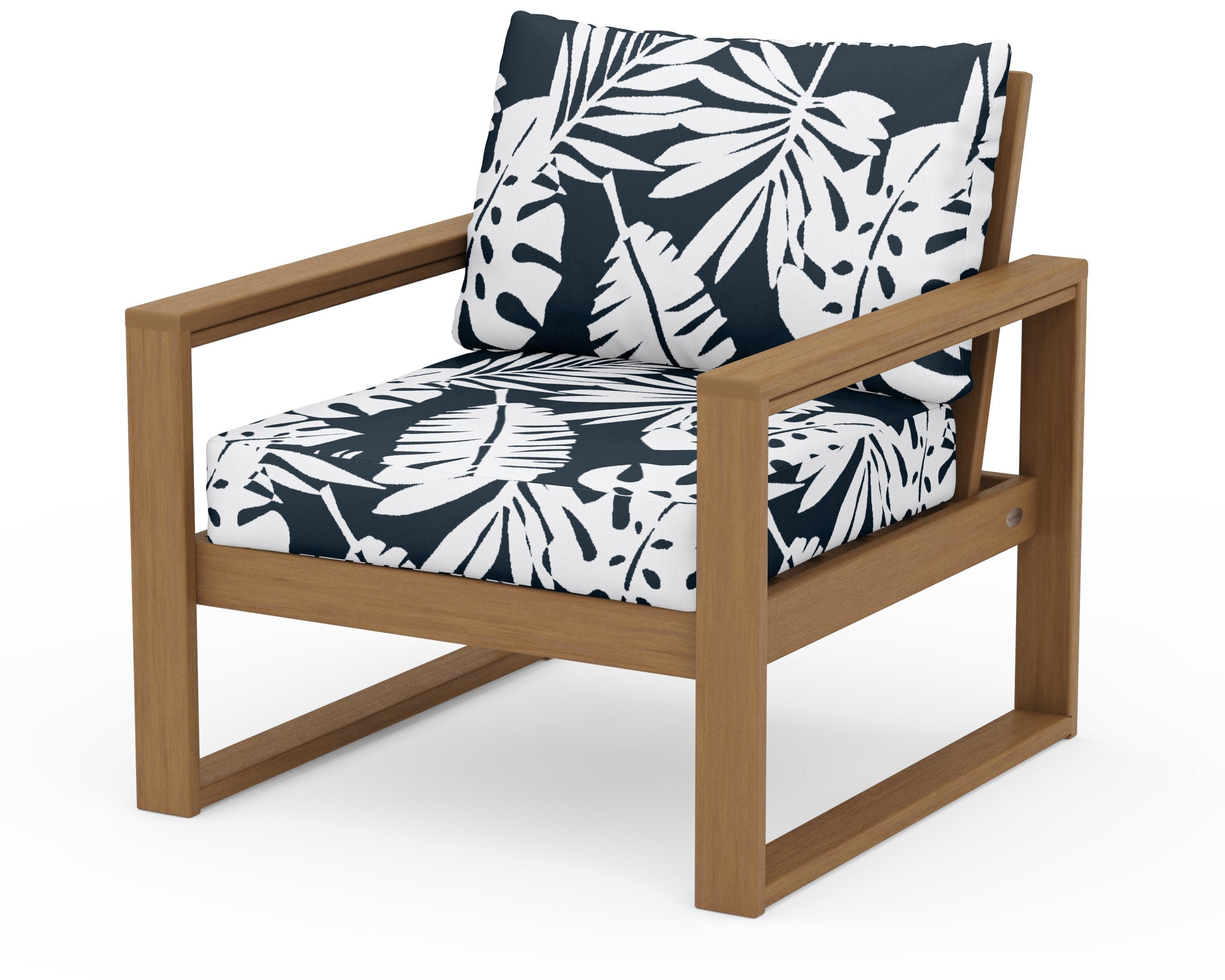 EDGE Club Chair in Natural / Leaf Marine Indigo