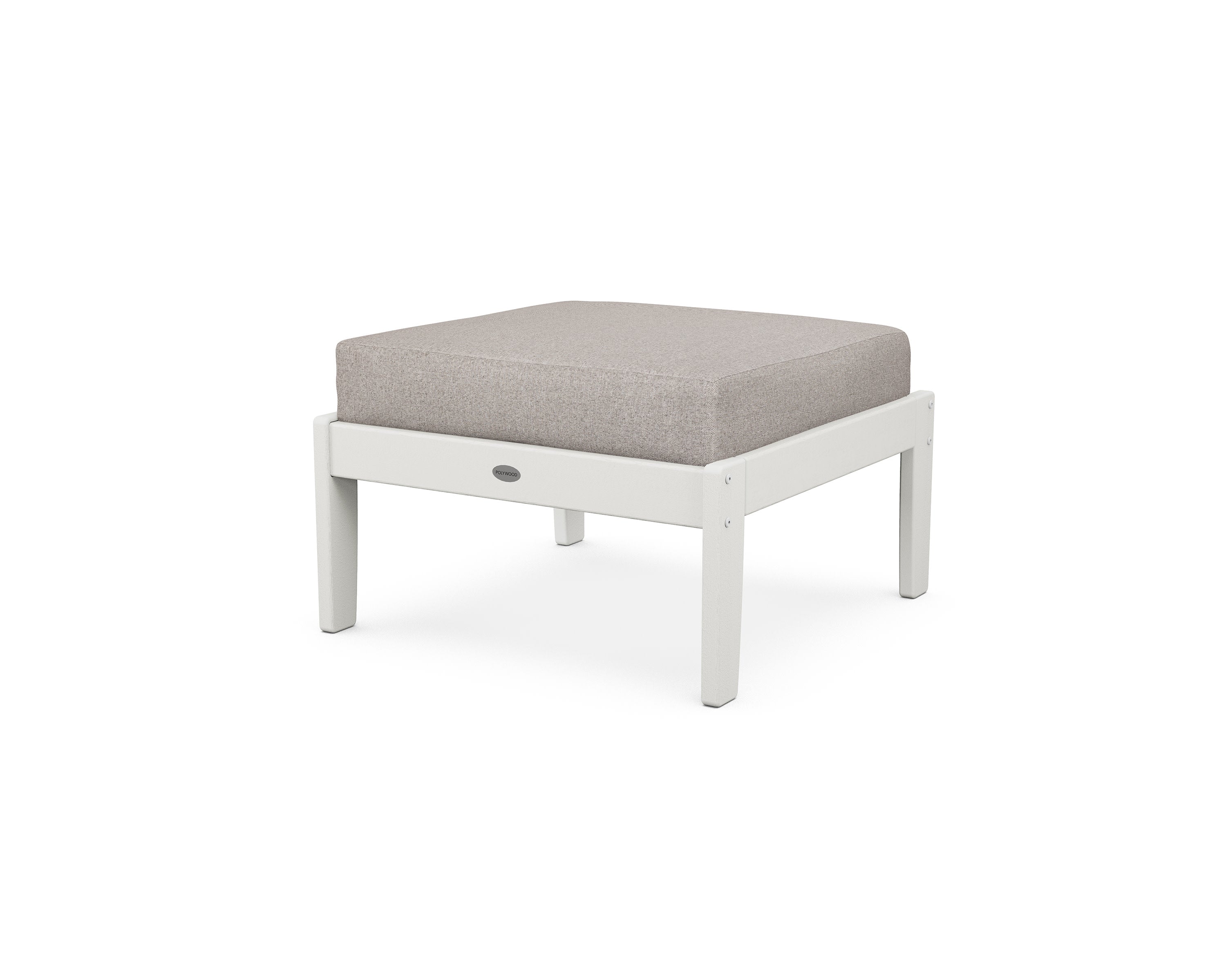Braxton Deep Seating Ottoman in Vintage White / Weathered Tweed