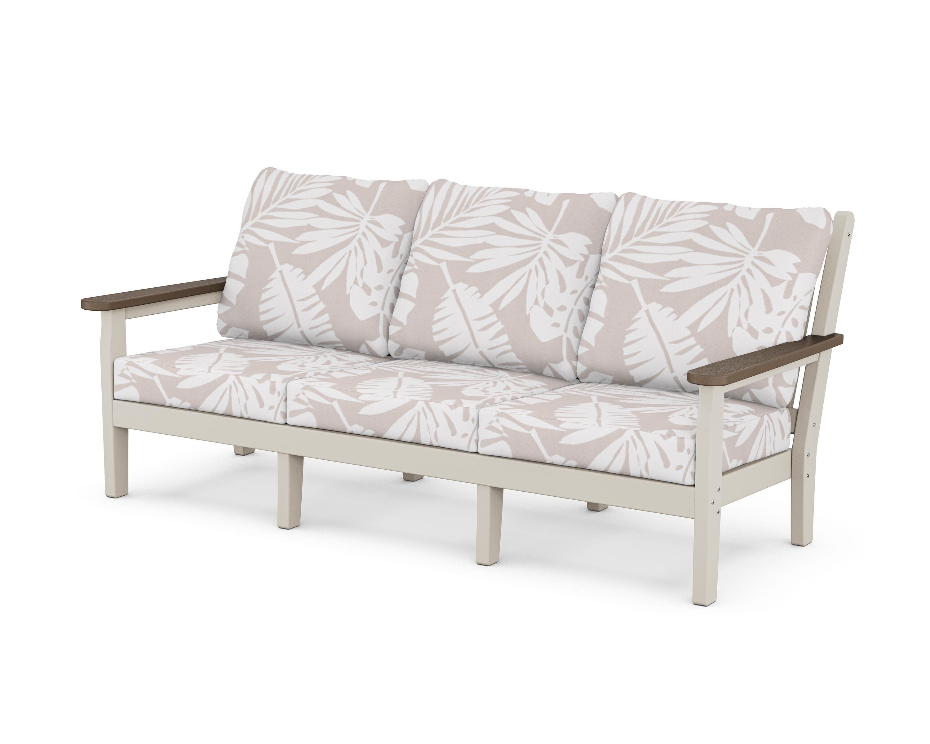 Chippendale Deep Seating Sofa in Sand / Kona / Leaf Dune Burlap
