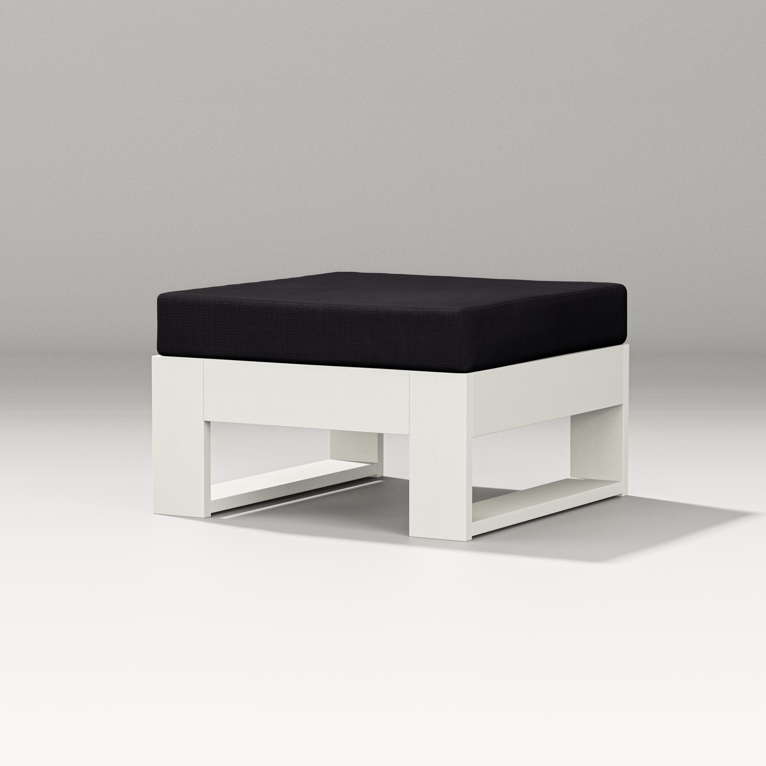Latitude Lounge Ottoman in Vintage White / Midnight Linen
