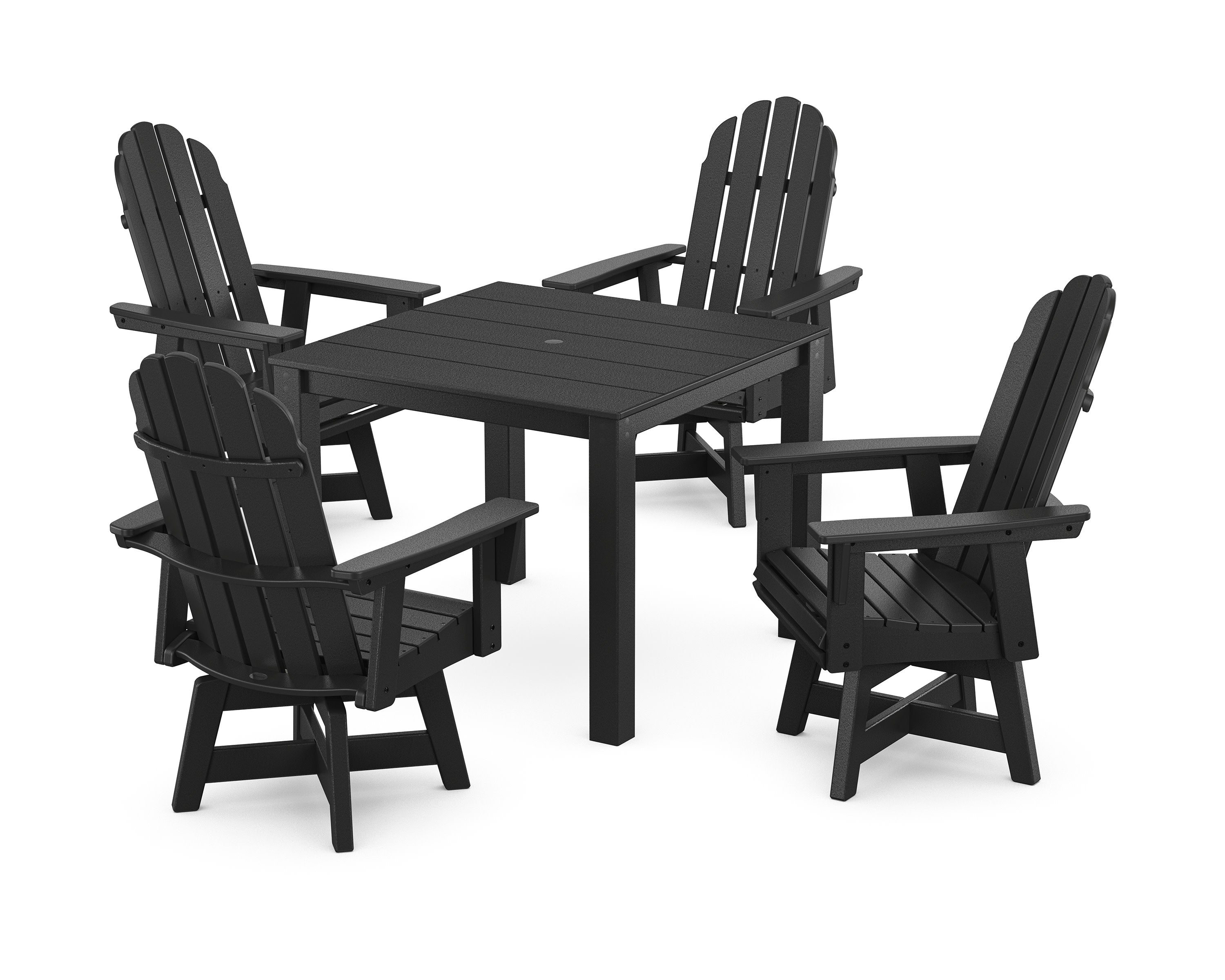 Vineyard Curveback Adirondack 5-Piece Parsons Swivel Dining Set in Black