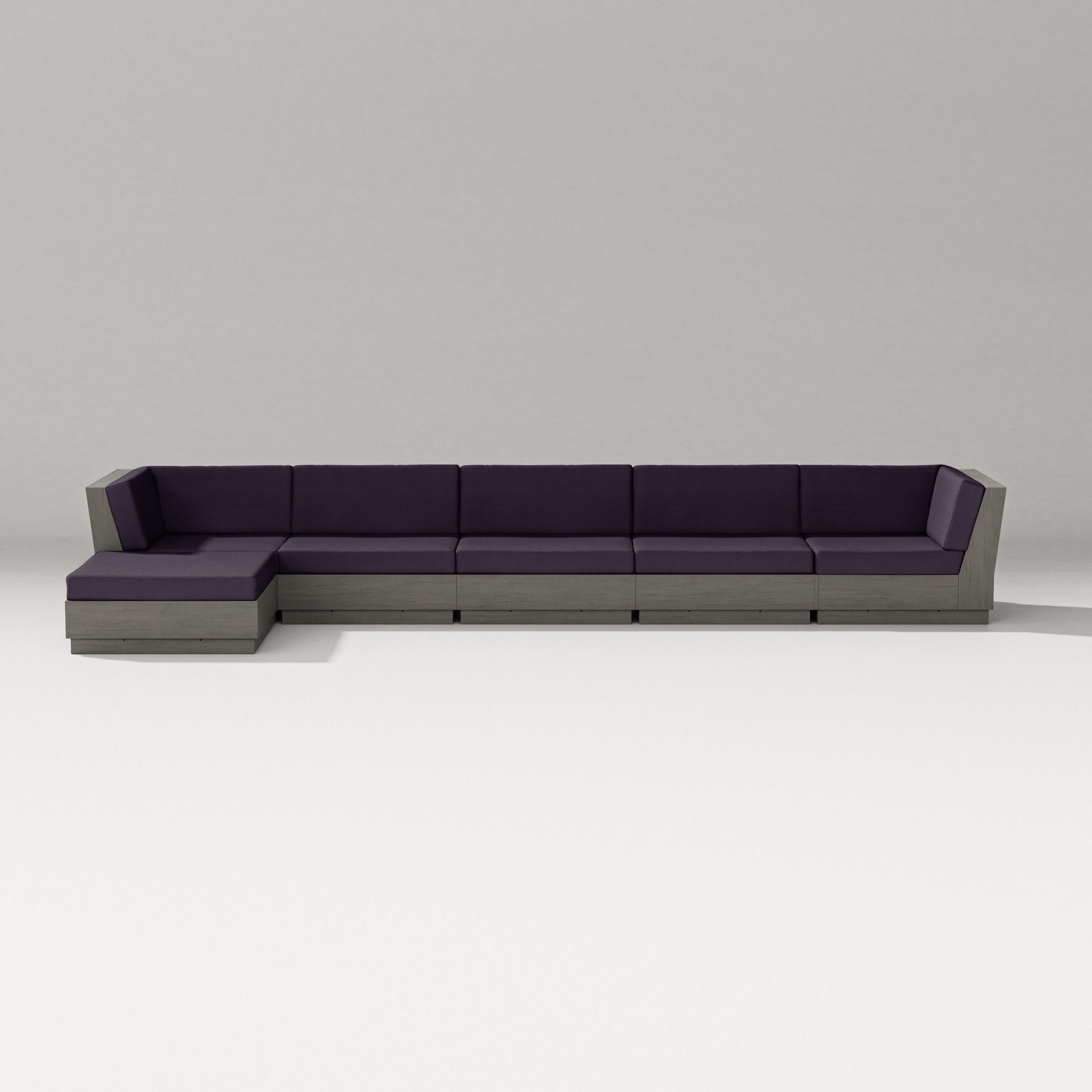 Elevate 6-Piece Chaise Sectional in Driftwood / Navy Linen