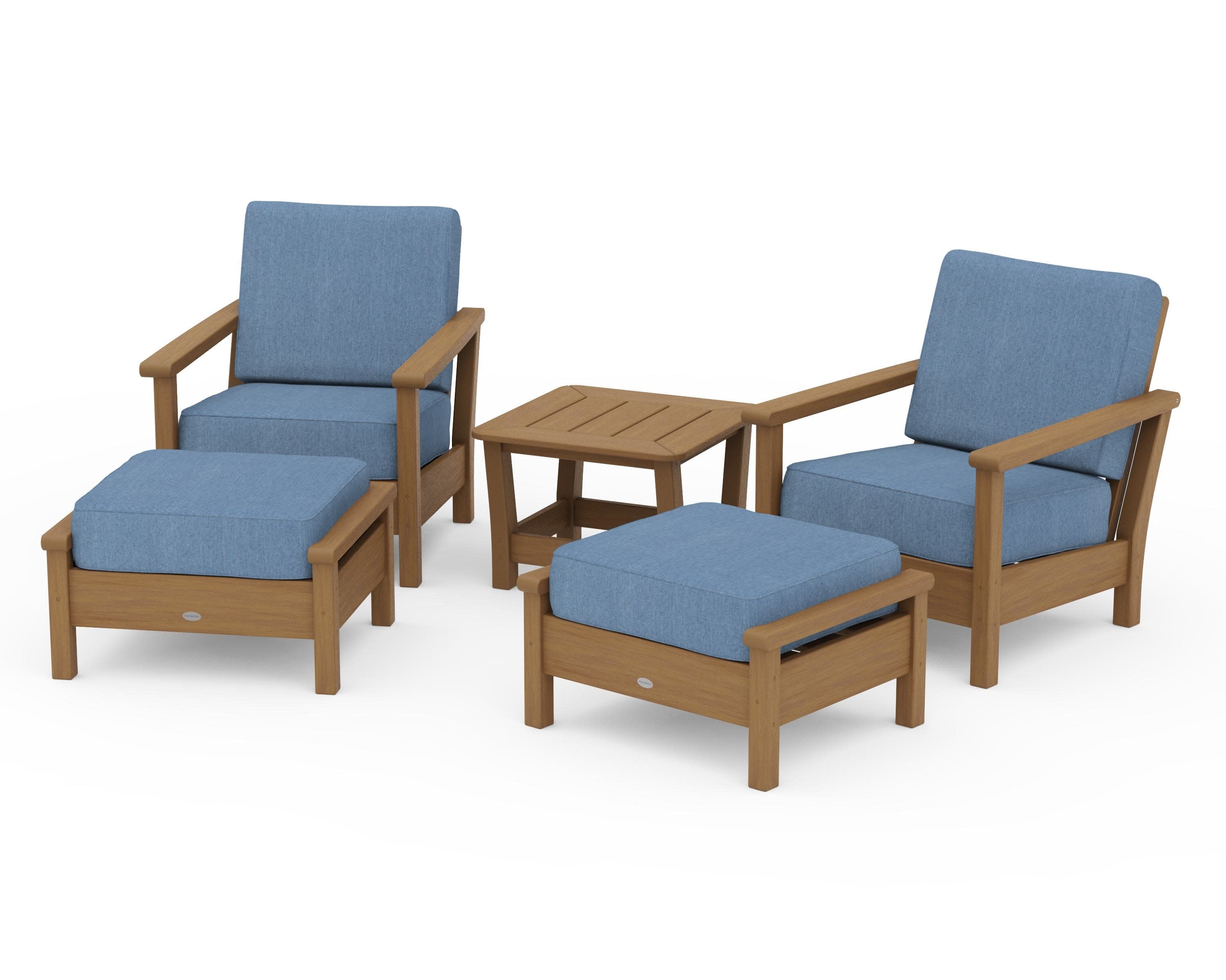 Harbour 5-Piece Deep Seating Chair Set in Natural / Sky Blue