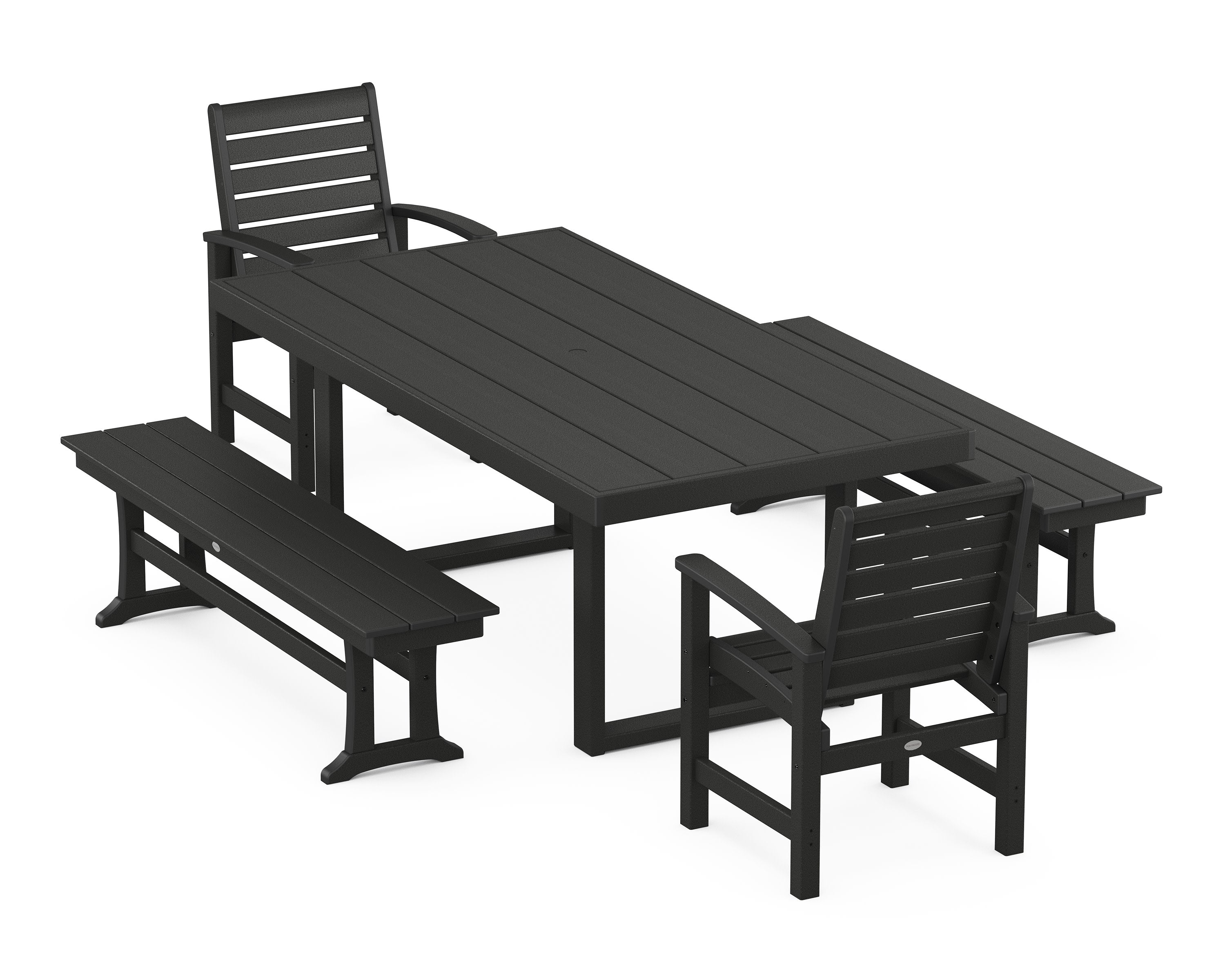 Signature 5-Piece Dining Set with Benches in Black