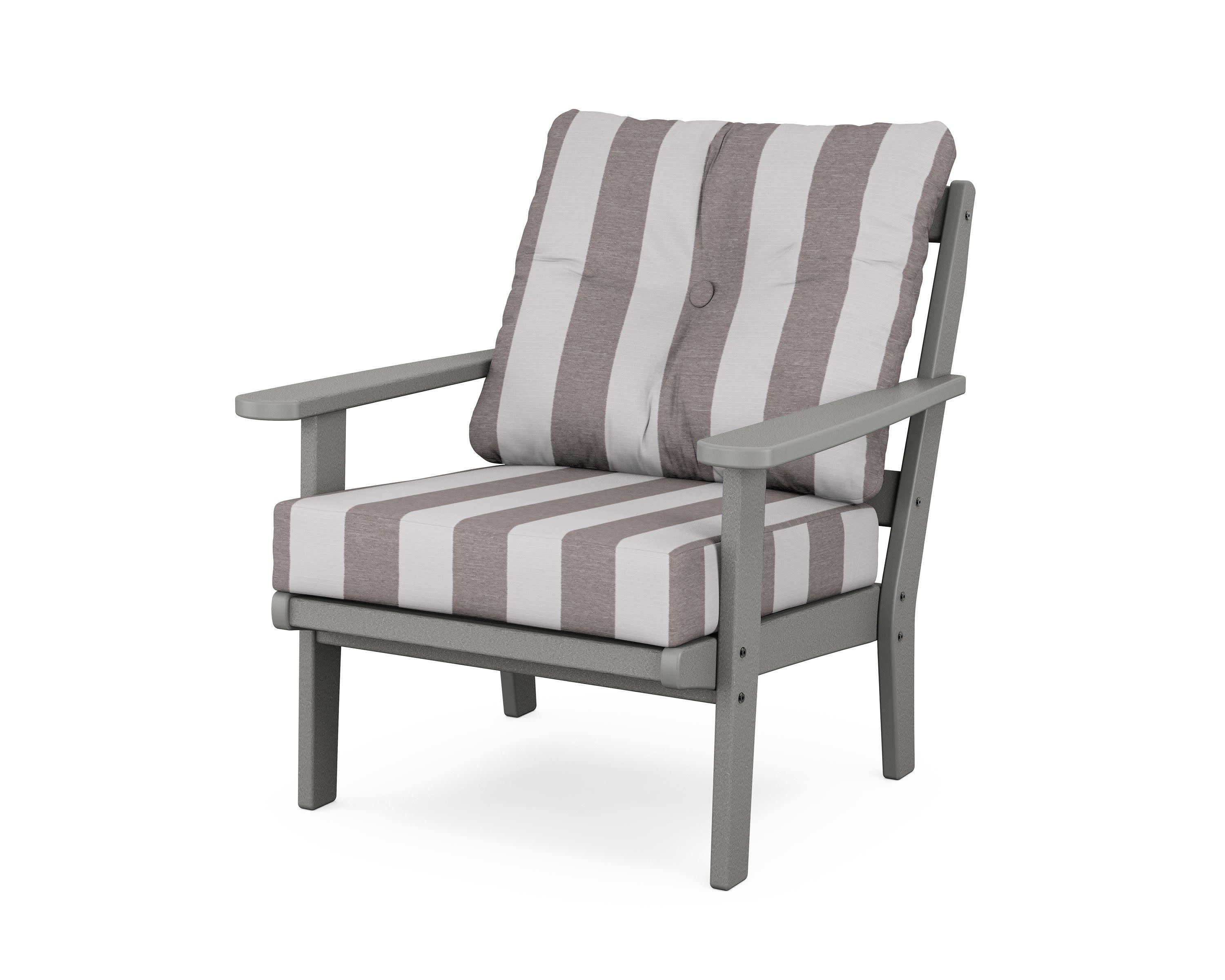 Mission Deep Seating Chair in Slate Grey / Cabana Stripe Grey Mist
