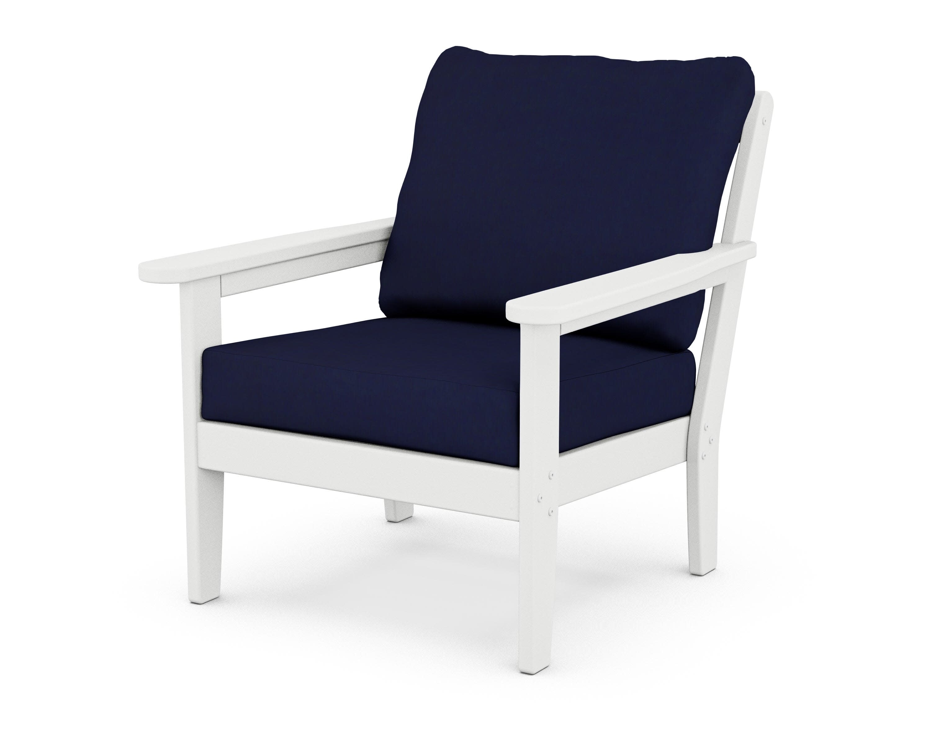 Cottage Deep Seating Chair in White / Navy
