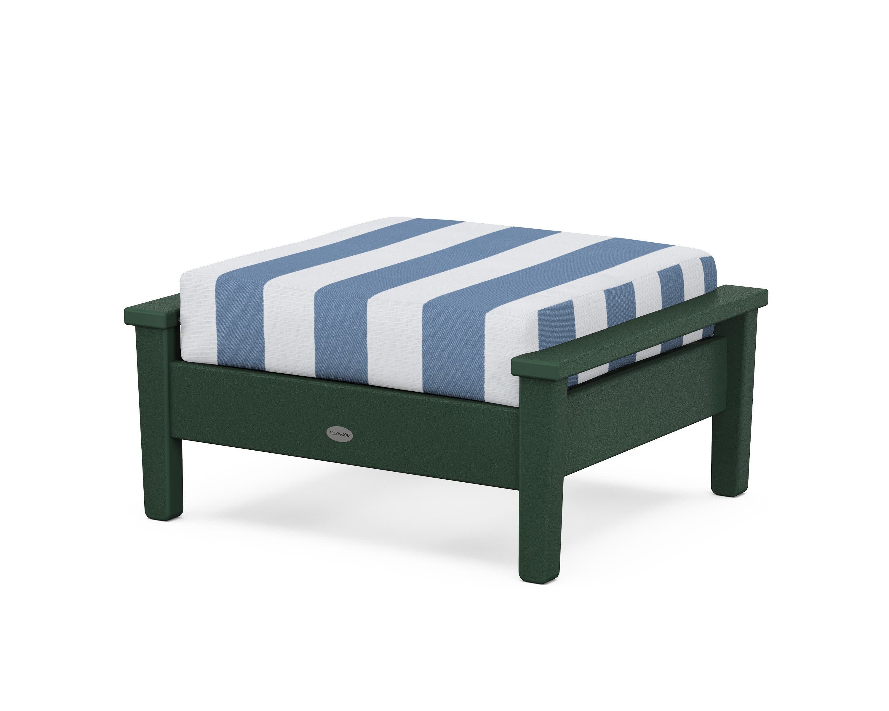 Prescott Deep Seating Ottoman in Green / Cabana Stripe Sky Blue
