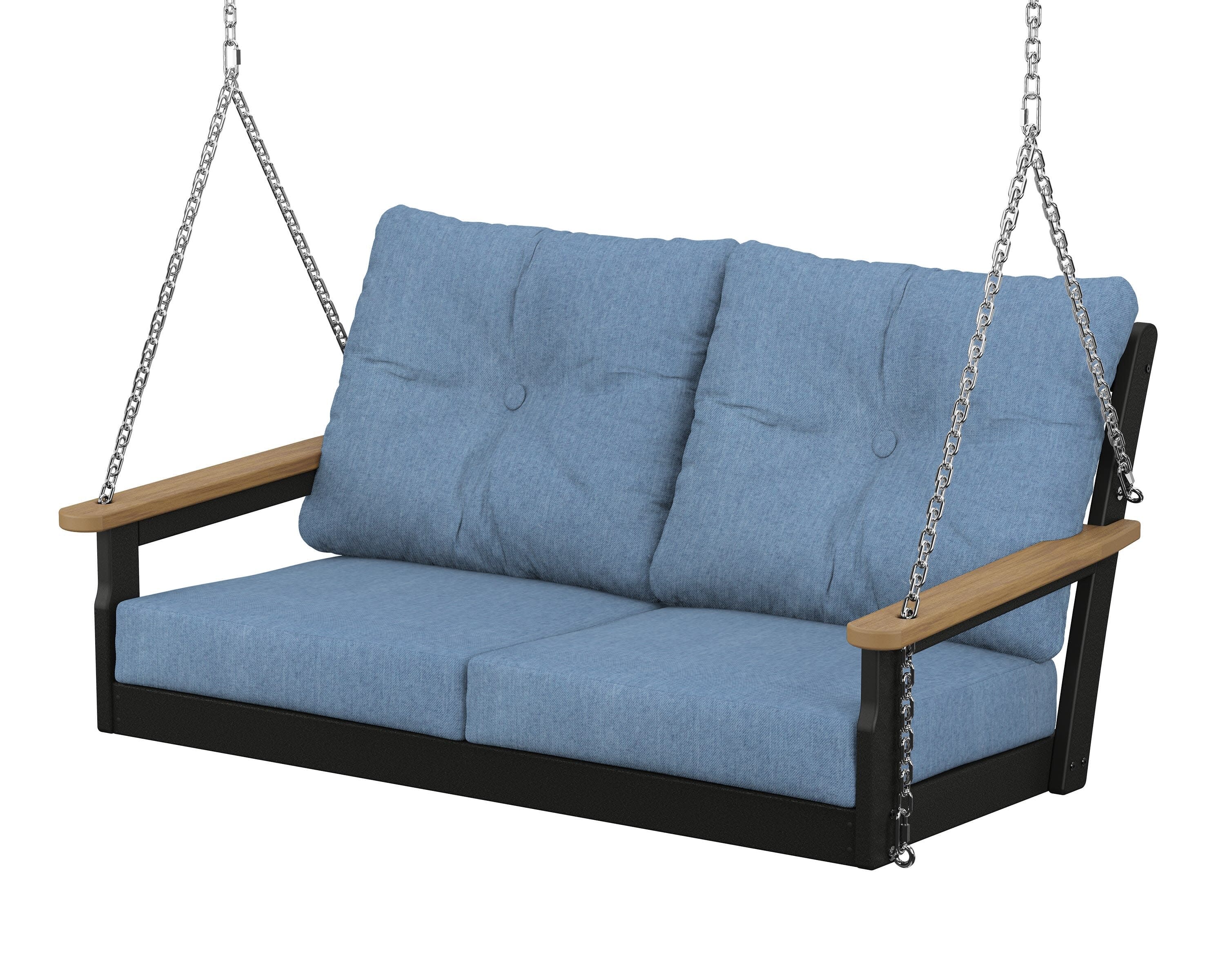 Vineyard Deep Seating Swing in Black / Natural / Sky Blue