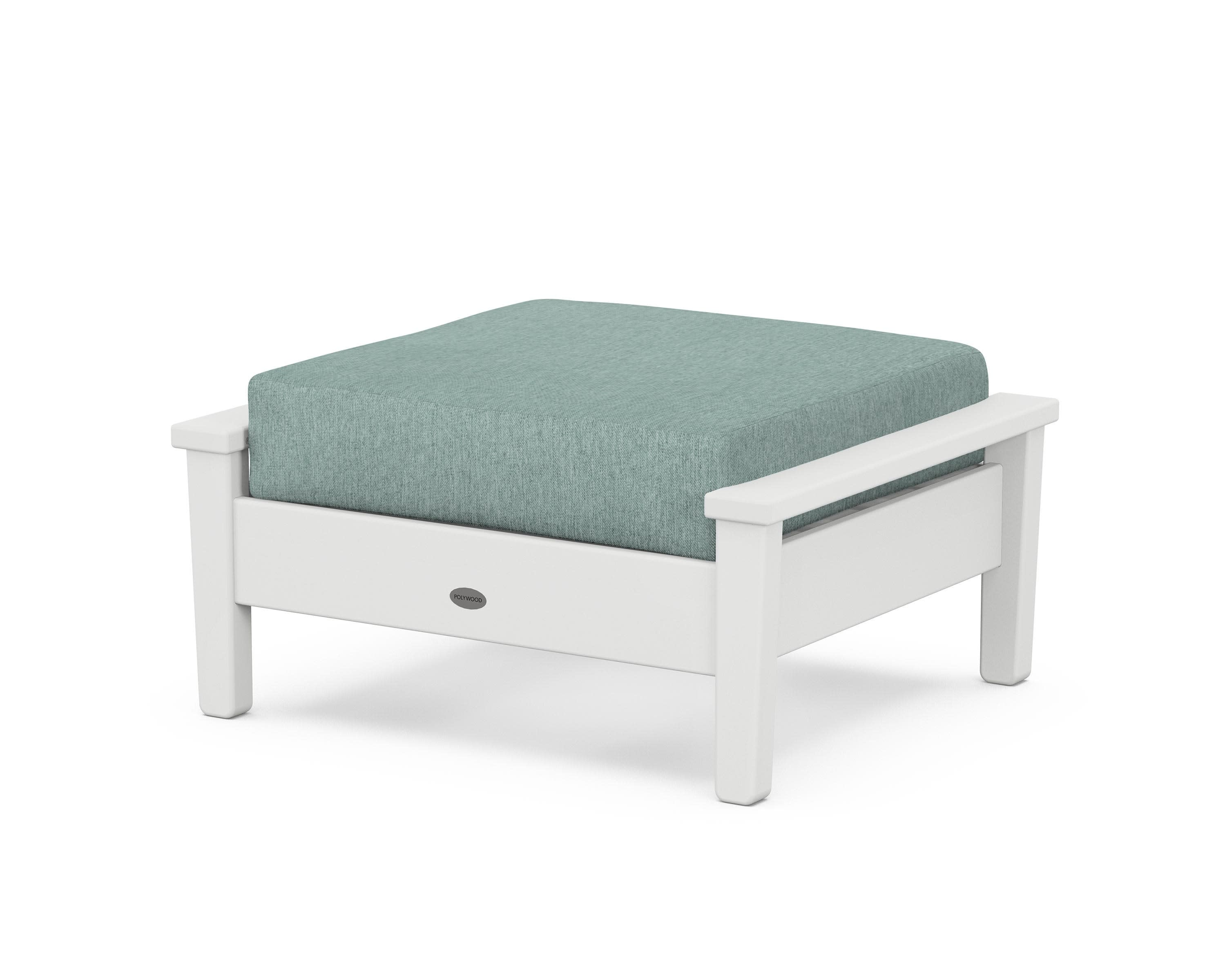 Prescott Deep Seating Ottoman in White / Glacier Spa