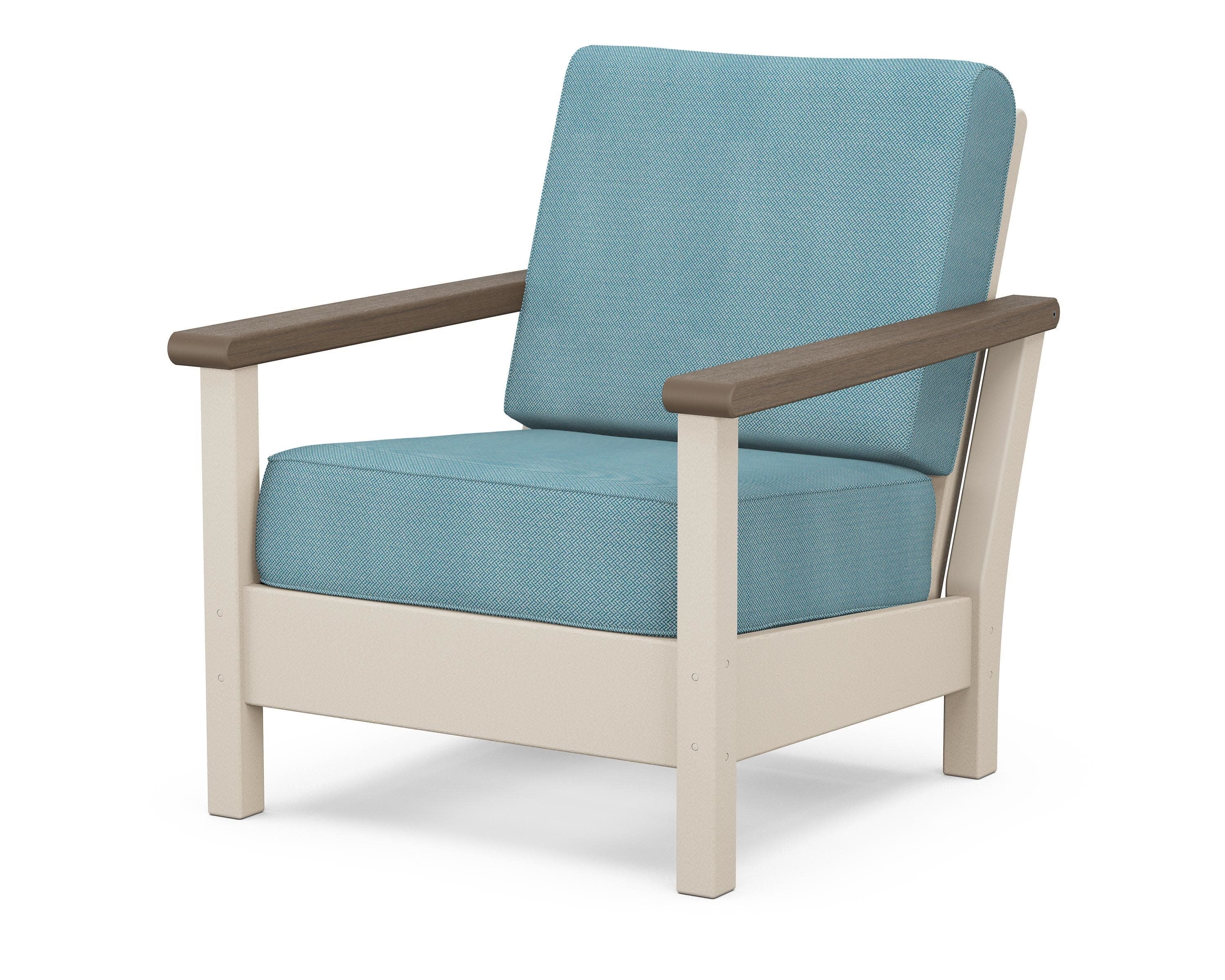 Harbour Deep Seating Chair in Sand / Kona / Lattice Sky Blue