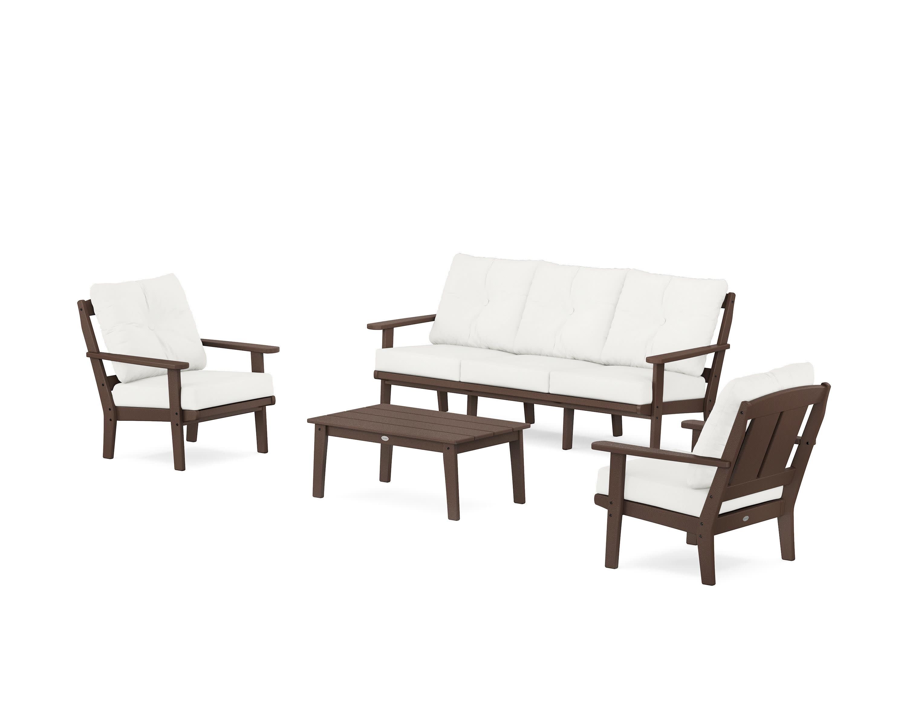 Mission 4-Piece Deep Seating Set with Sofa in Mahogany / Natural Linen