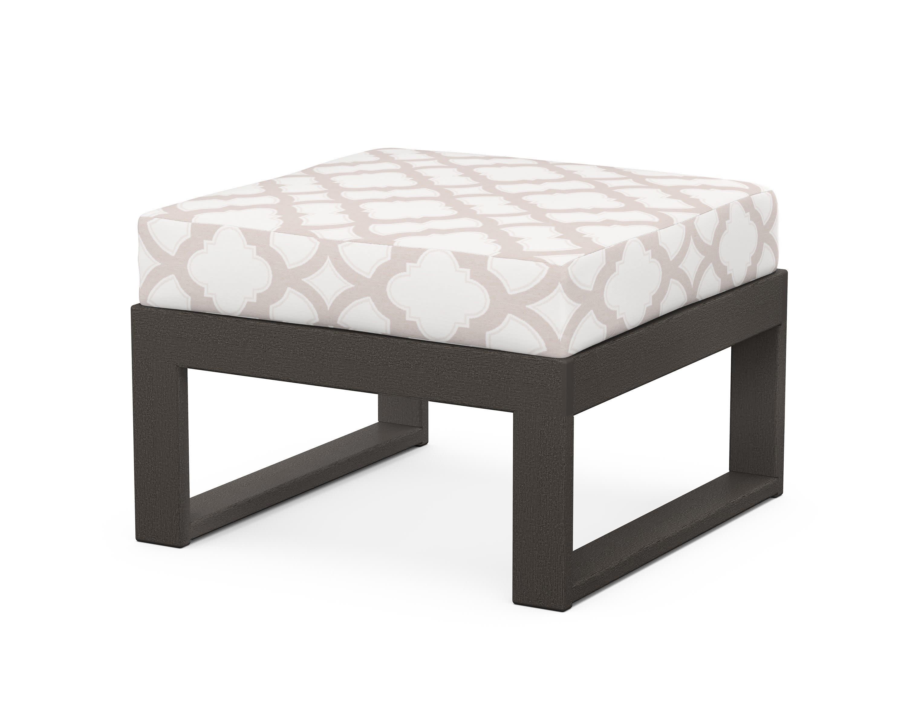 Modular Ottoman - Modern in Vintage Coffee / Trellis Dune Burlap