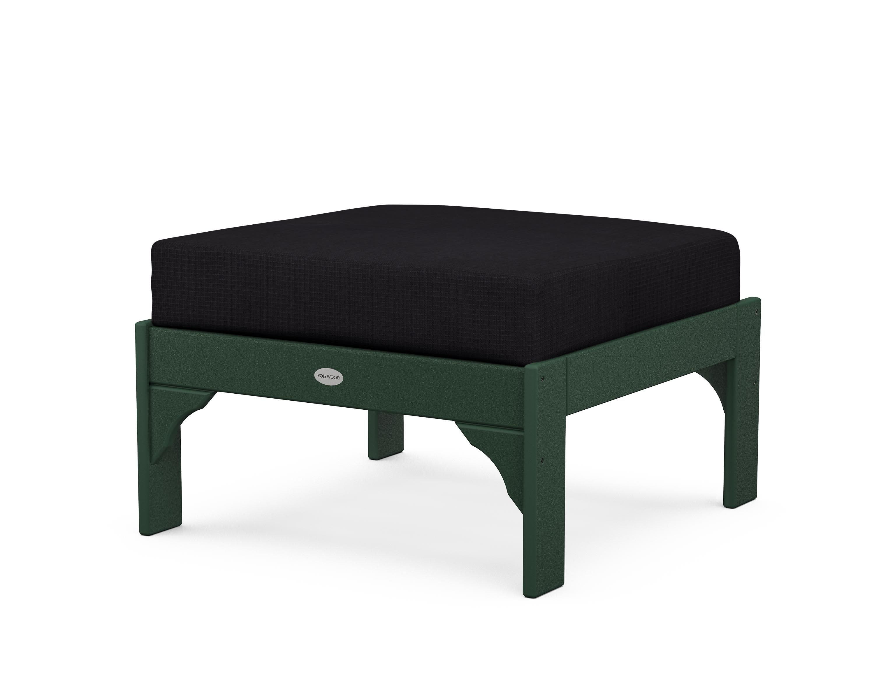 Vineyard Deep Seating Ottoman in Green / Midnight Linen