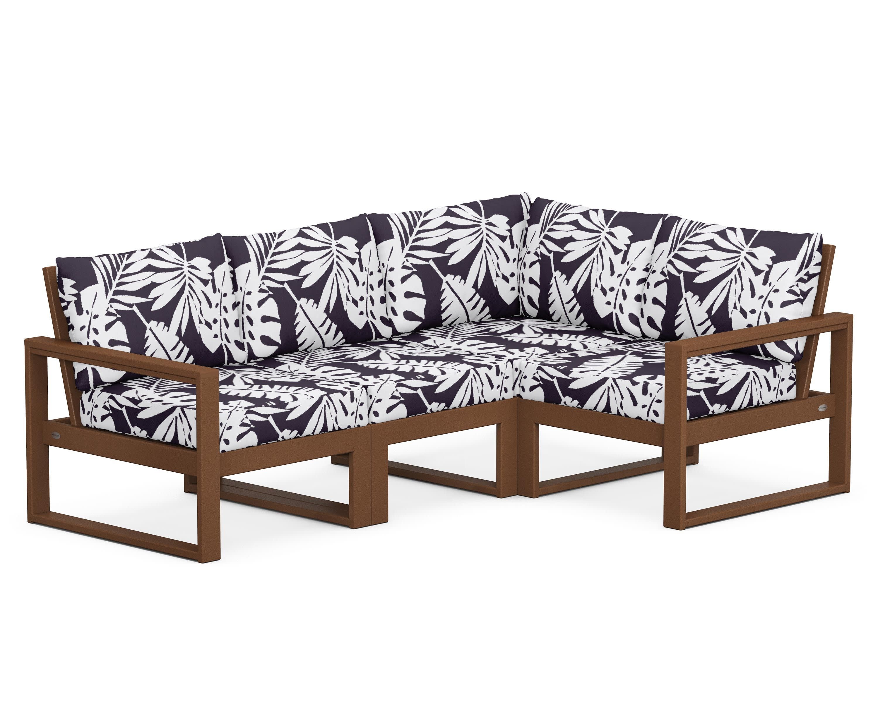EDGE 4-Piece Modular Deep Seating Set in Teak / Leaf Navy