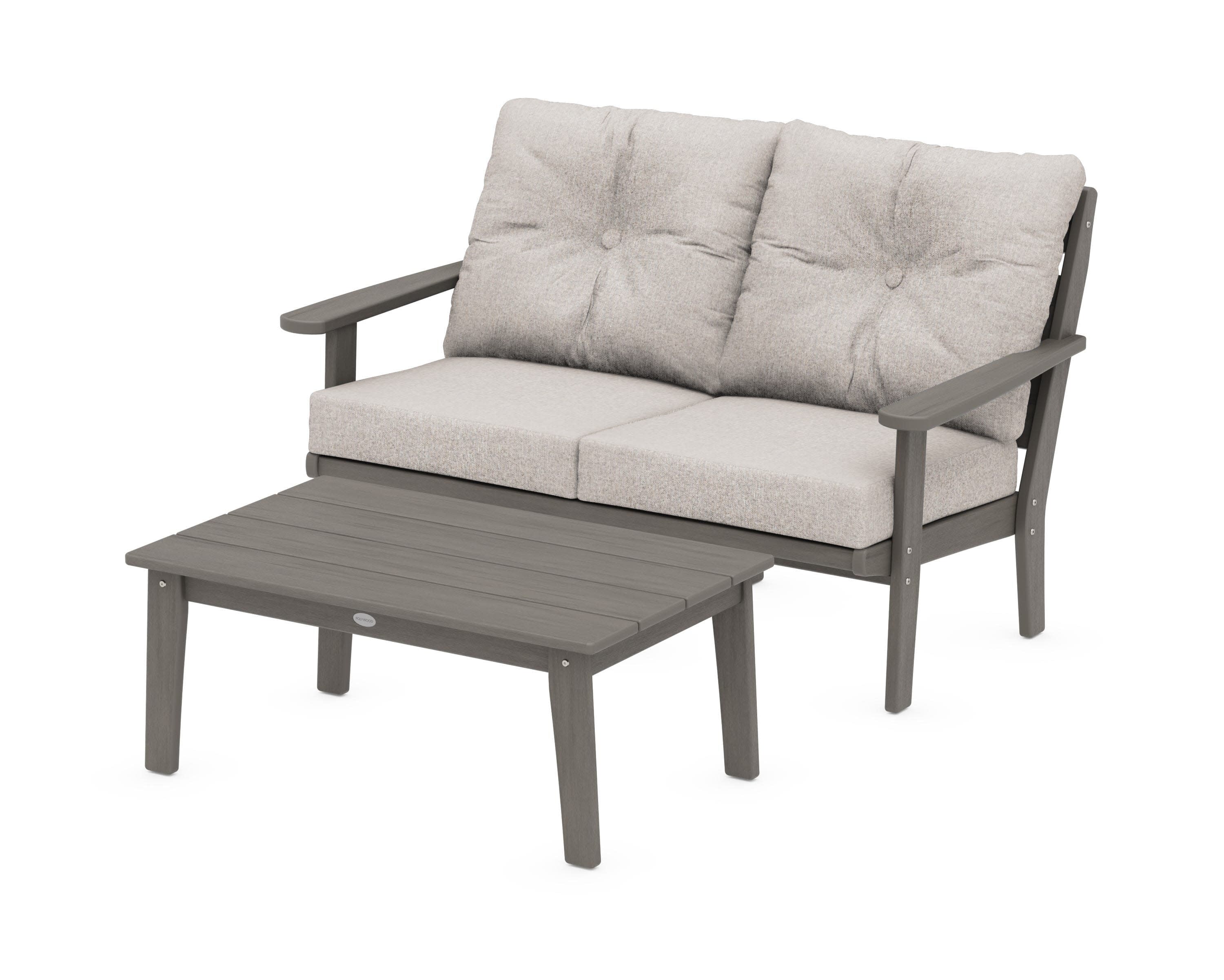 Lakeside 2-Piece Lounge Loveseat Set in Driftwood / Weathered Tweed