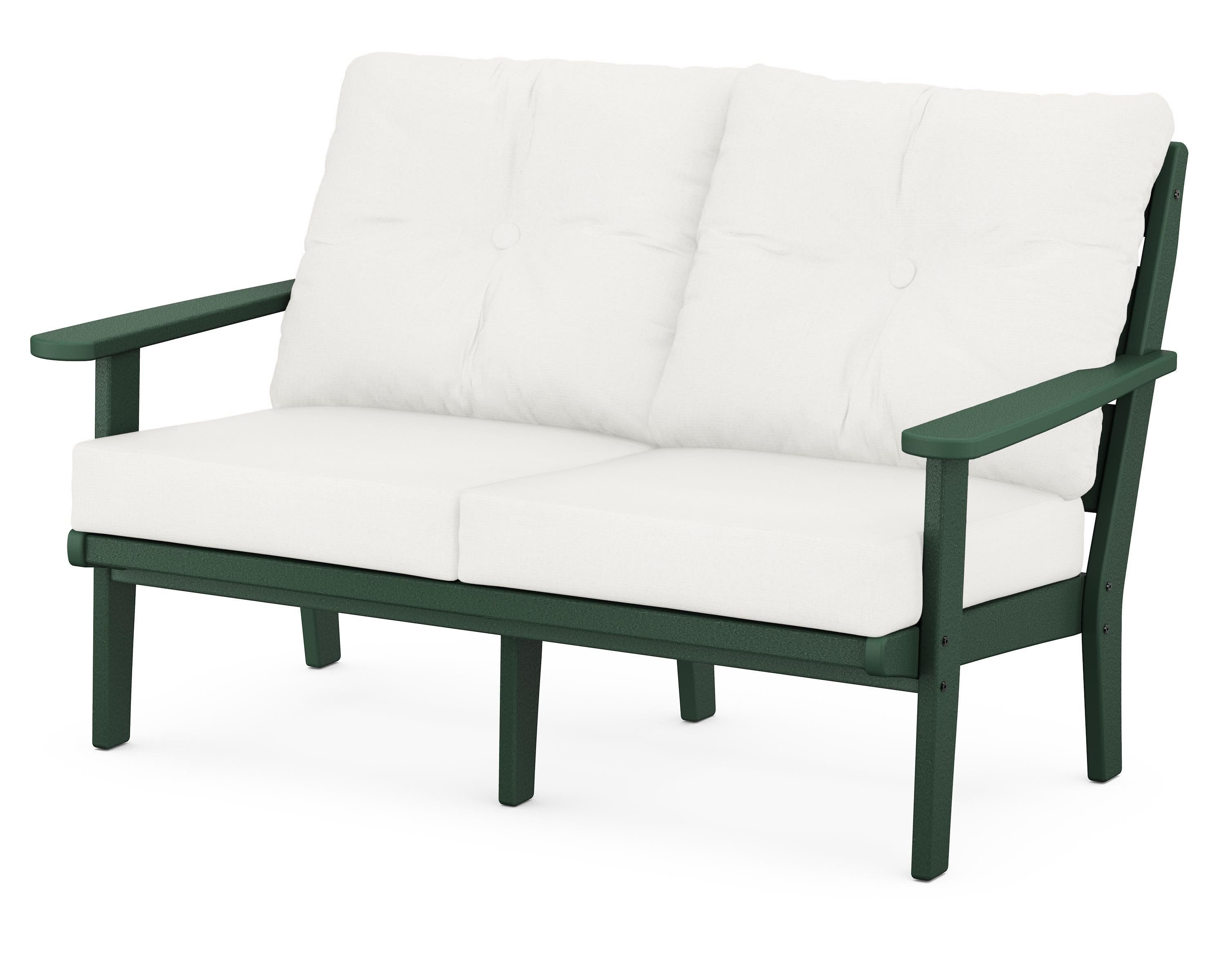 Lakeside Deep Seating Loveseat in Green / Natural Linen