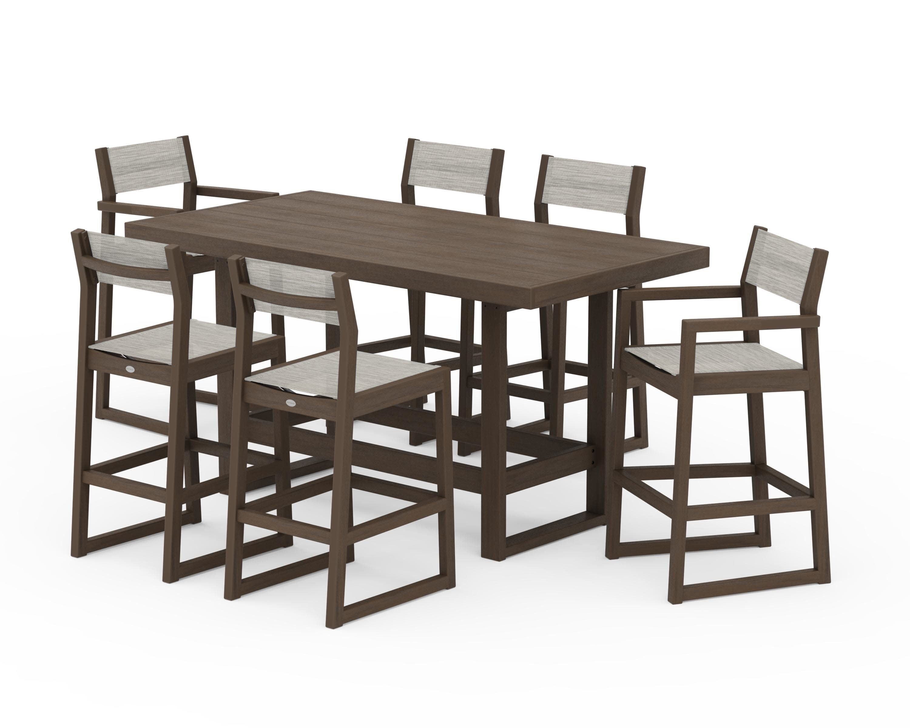 EDGE Sling 7-Piece Bar Table Set in Kona / Birch Sling