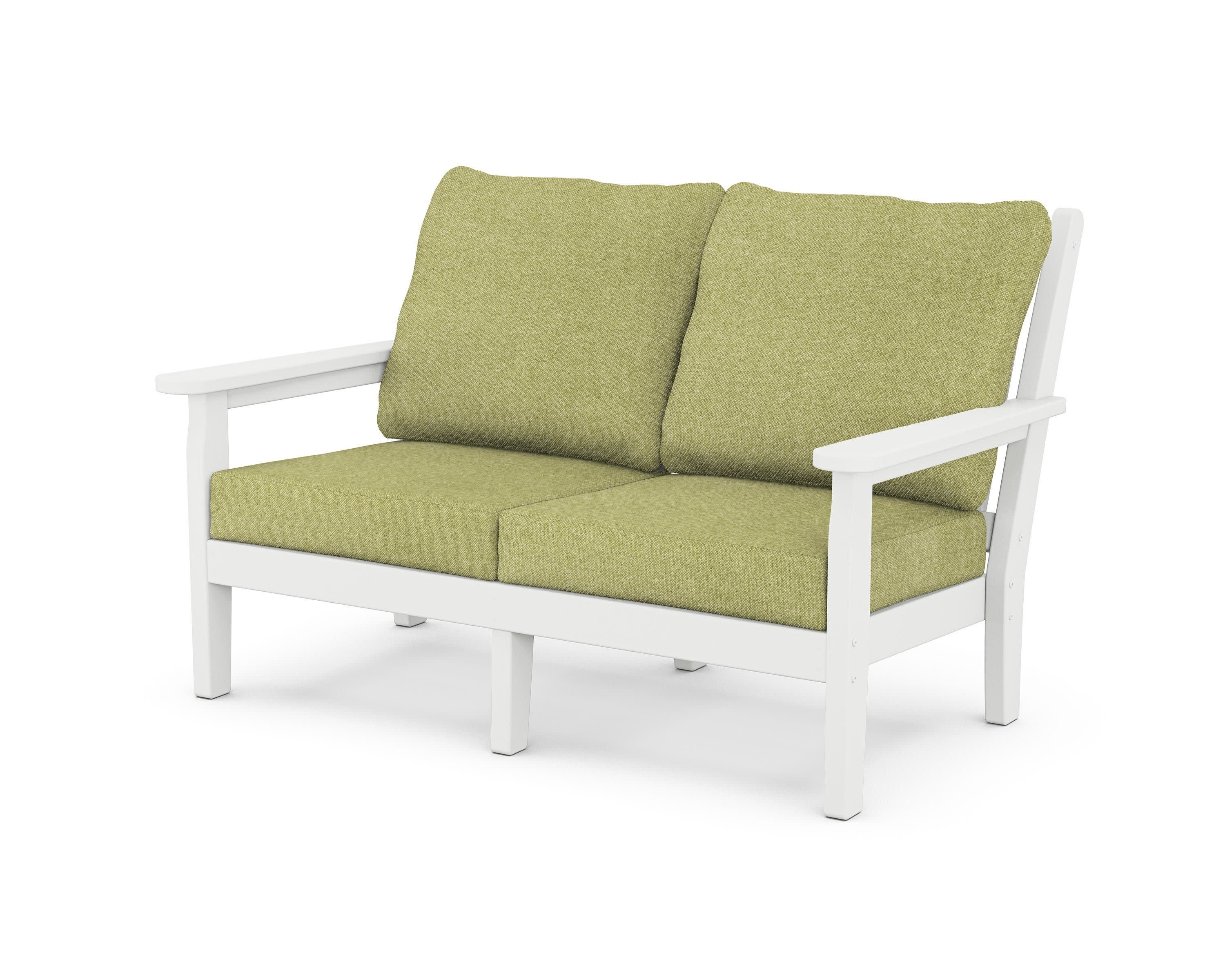 Chippendale Deep Seating Loveseat in White / Chartreuse Boucle