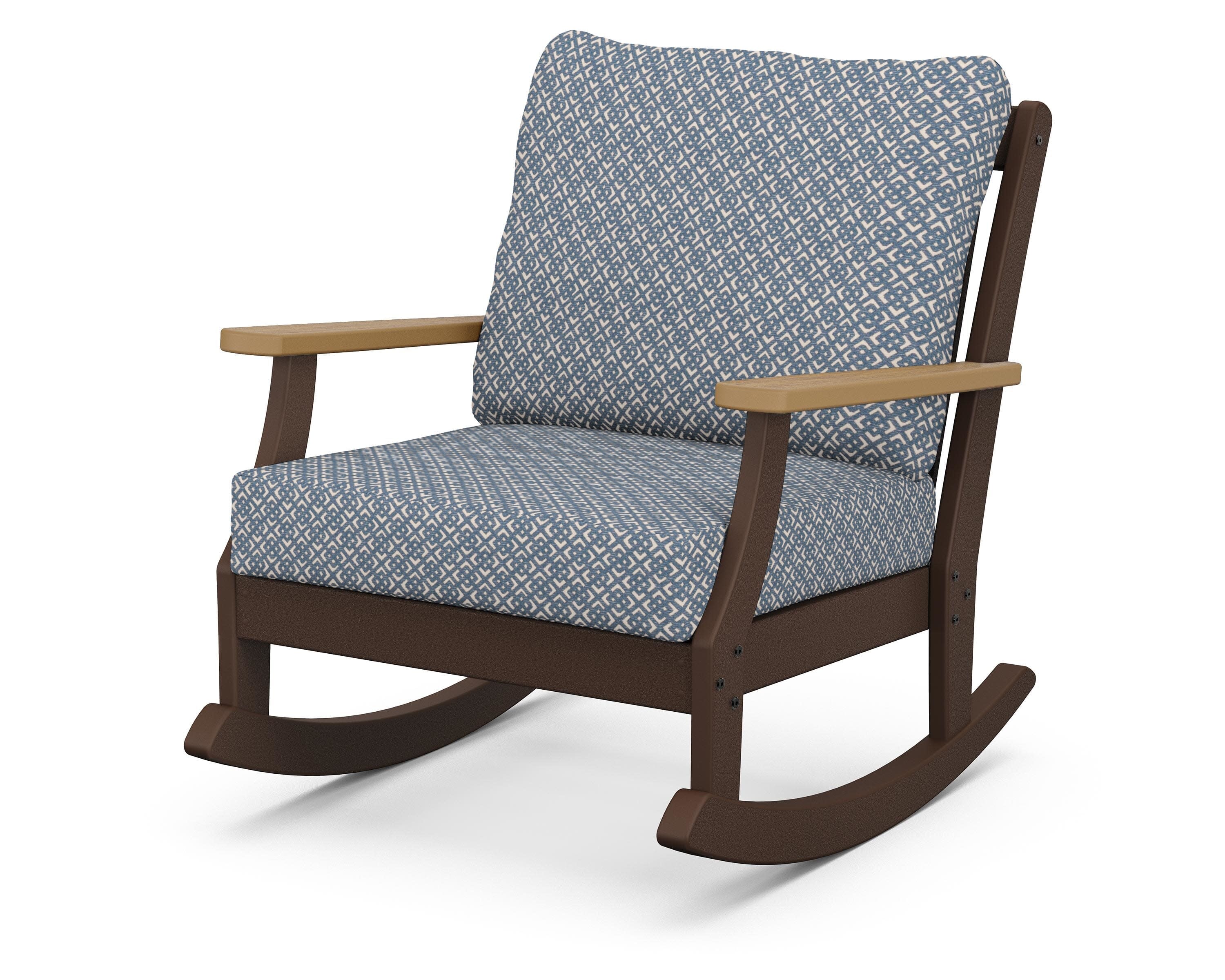 Braxton Deep Seating Rocking Chair in Mahogany / Natural / Hopscotch