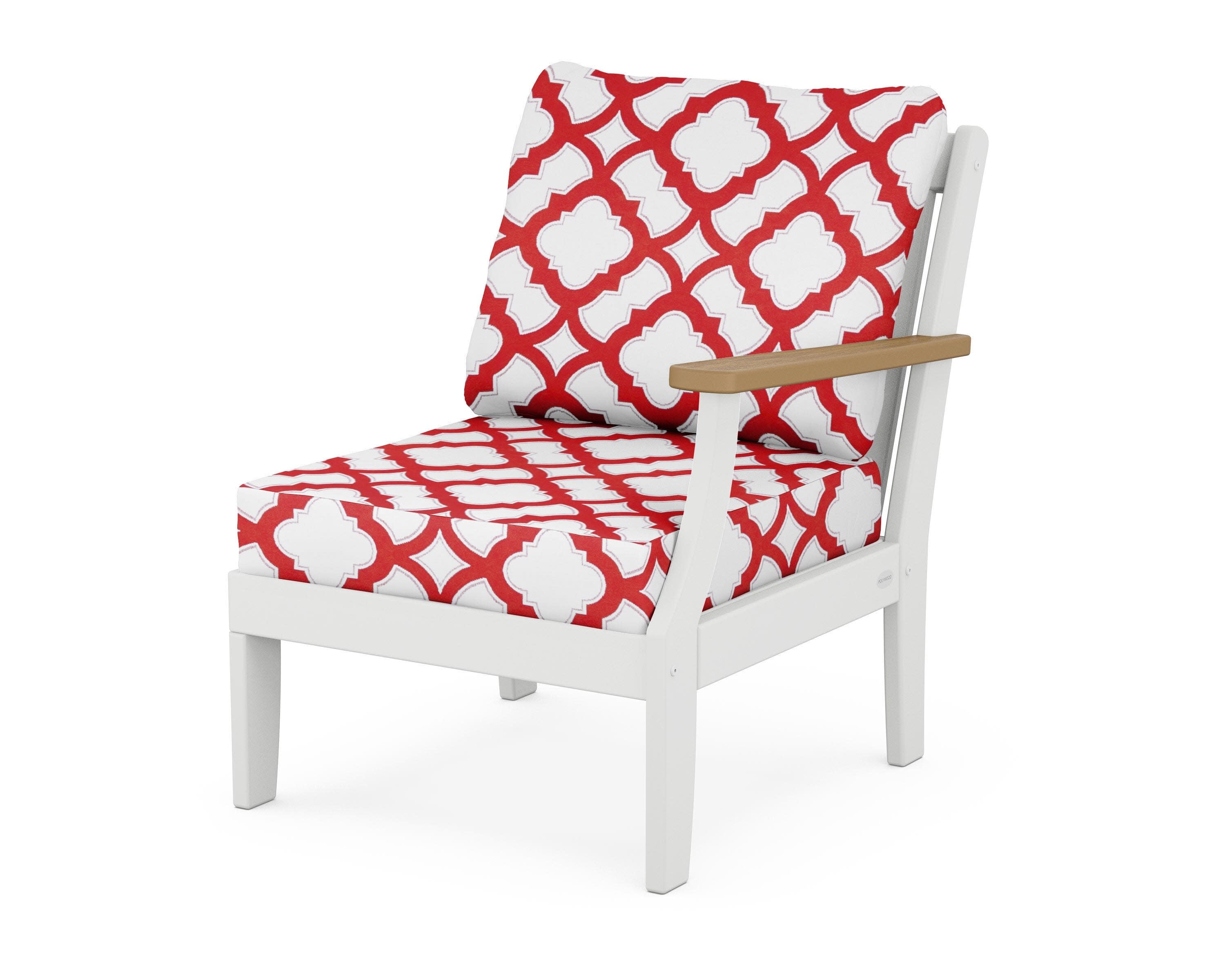 Braxton Modular Right Arm Chair in White / Natural / Trellis Crimson