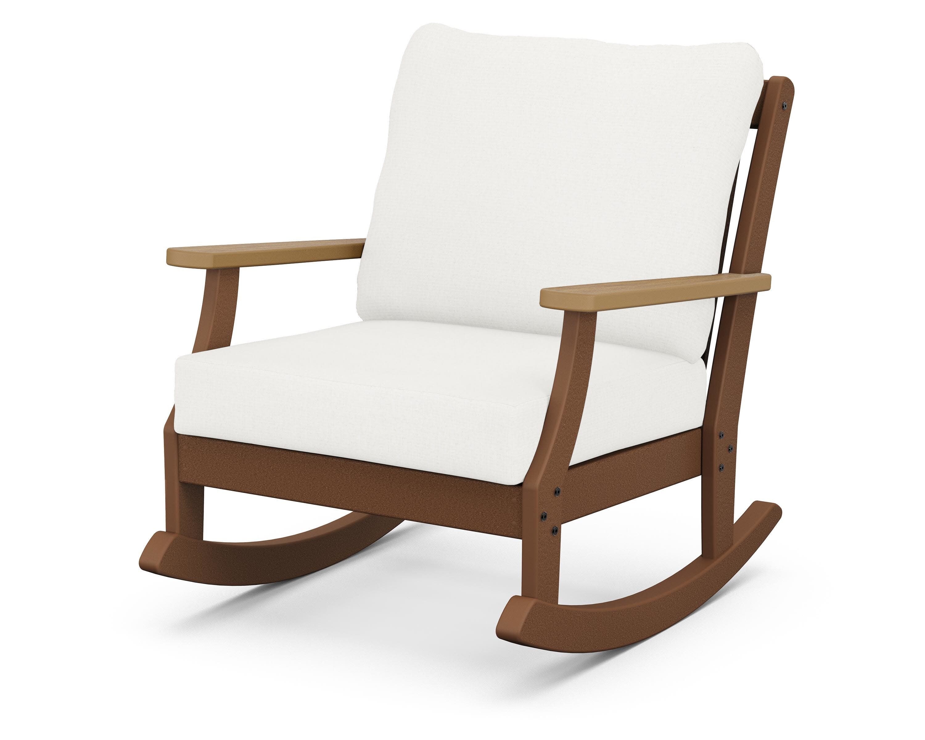 Braxton Deep Seating Rocking Chair in Teak / Natural / Natural Linen