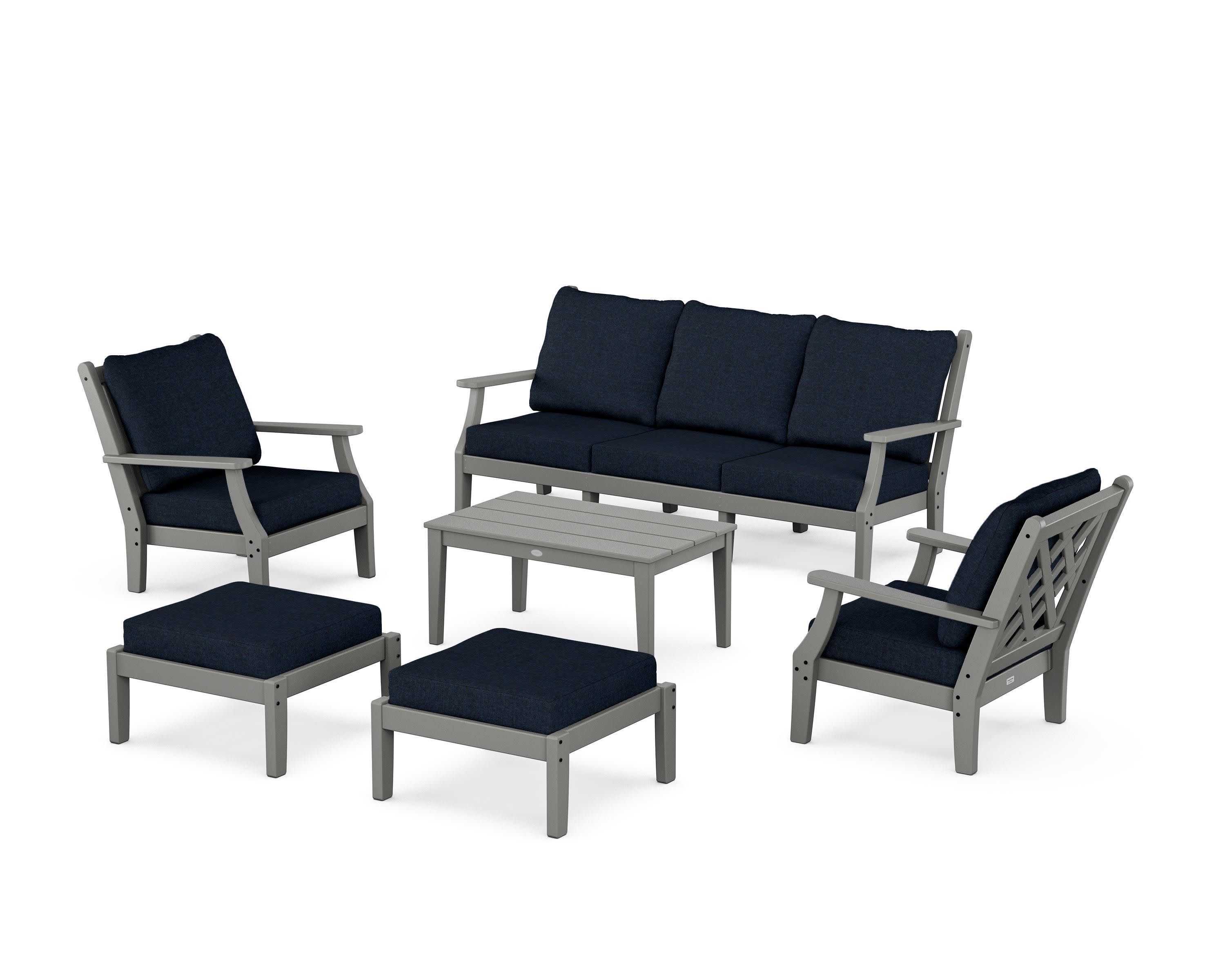 Wovendale 6-Piece Lounge Sofa Set in Slate Grey / Marine Indigo