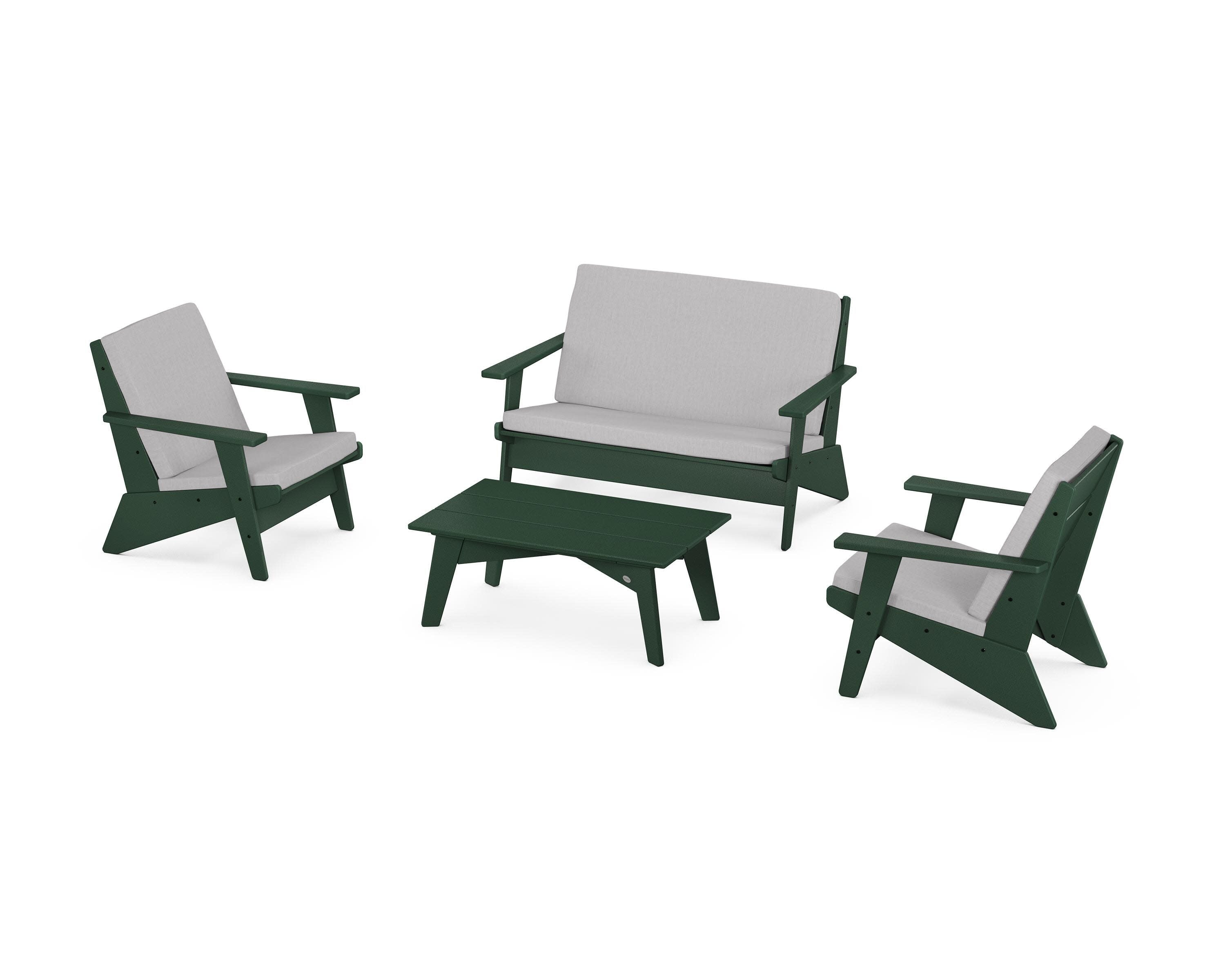 Riviera Modern Lounge 4-Piece Set in Green / Granite