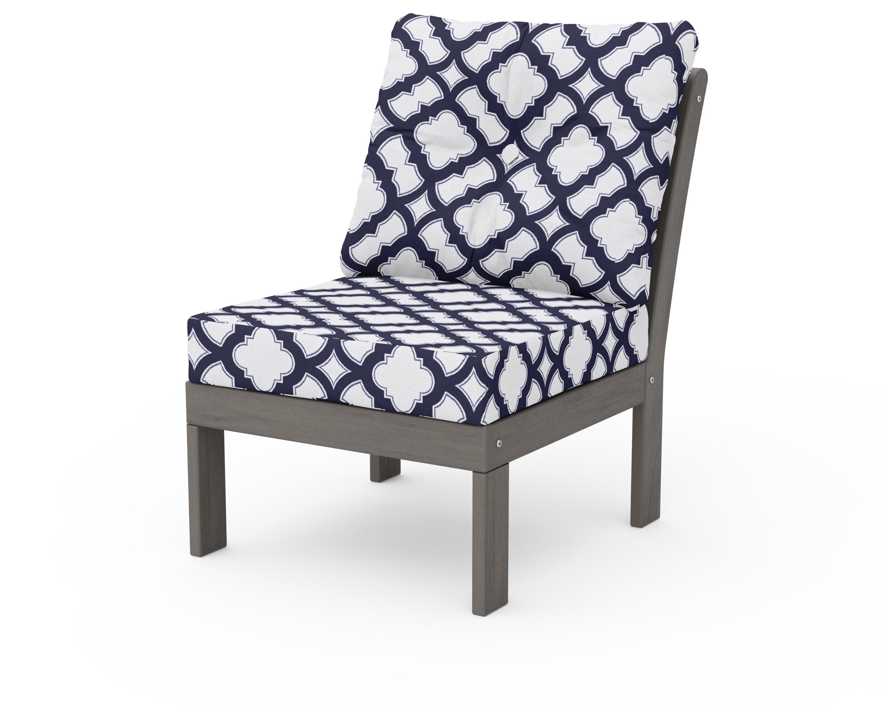 Vineyard Modular Armless Chair in Driftwood / Trellis Navy