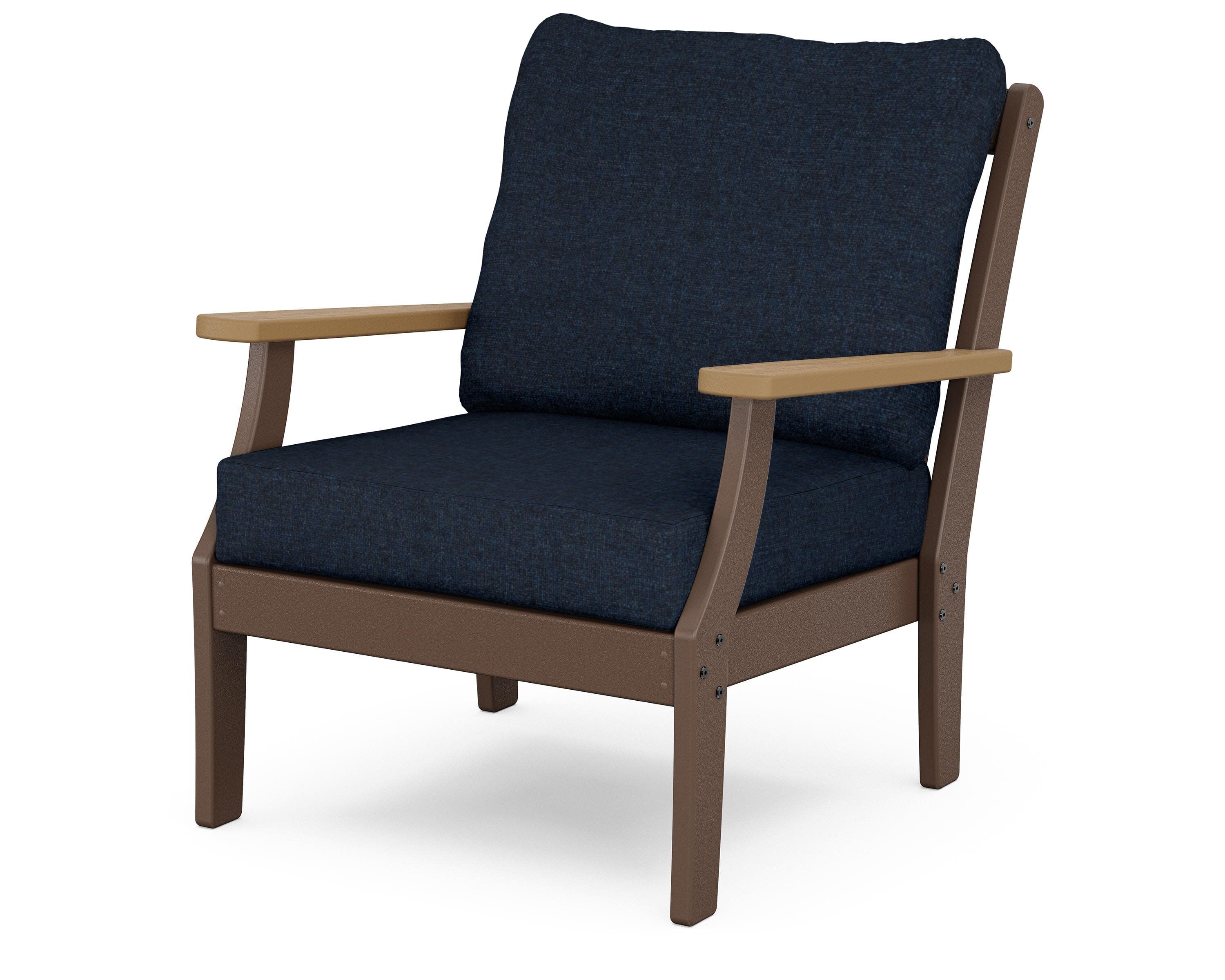 Braxton Deep Seating Chair in Mahogany / Natural / Marine Indigo