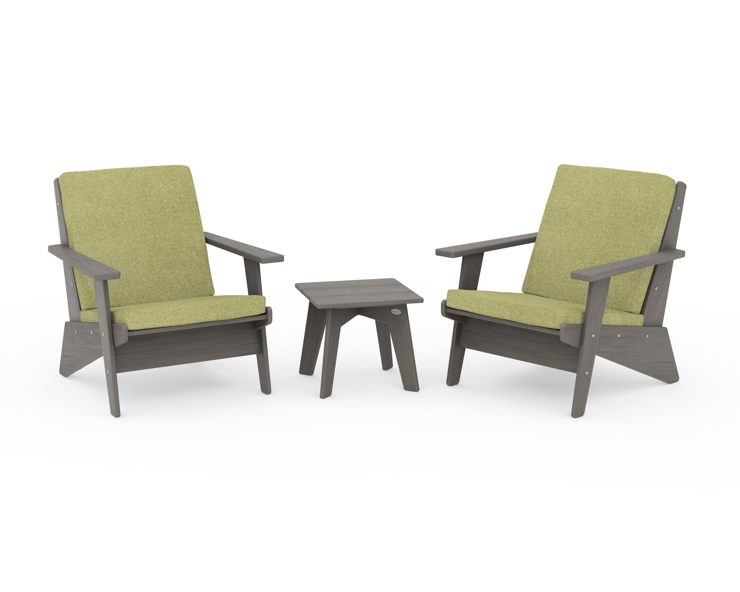 Riviera Modern Lounge 3-Piece Set in Driftwood / Chartreuse Boucle