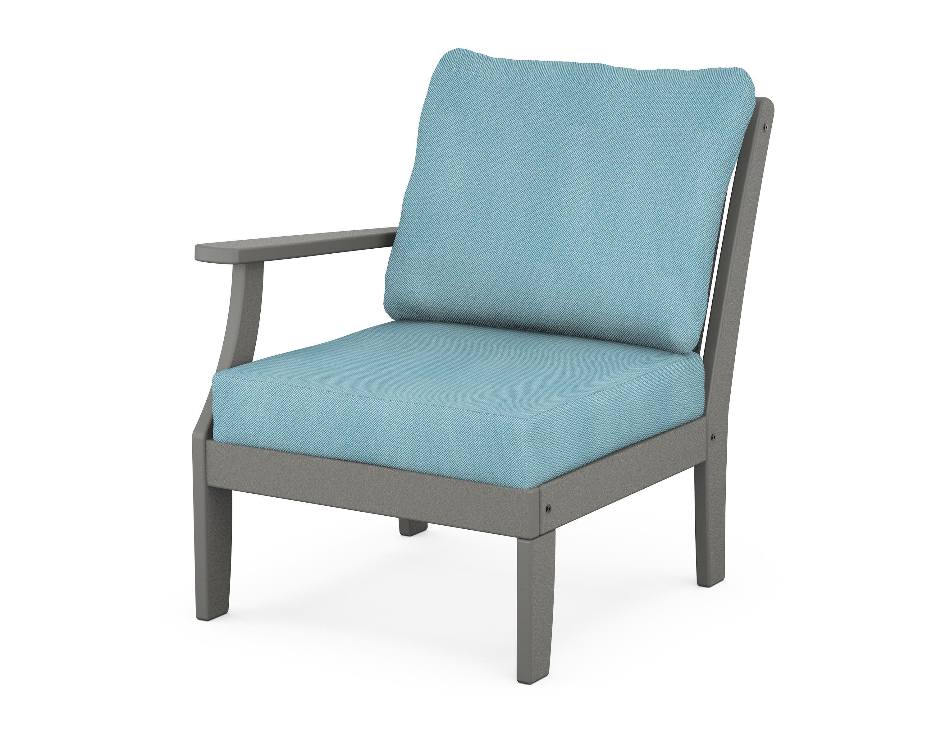 Braxton Modular Left Arm Chair in Slate Grey / Lattice Sky Blue