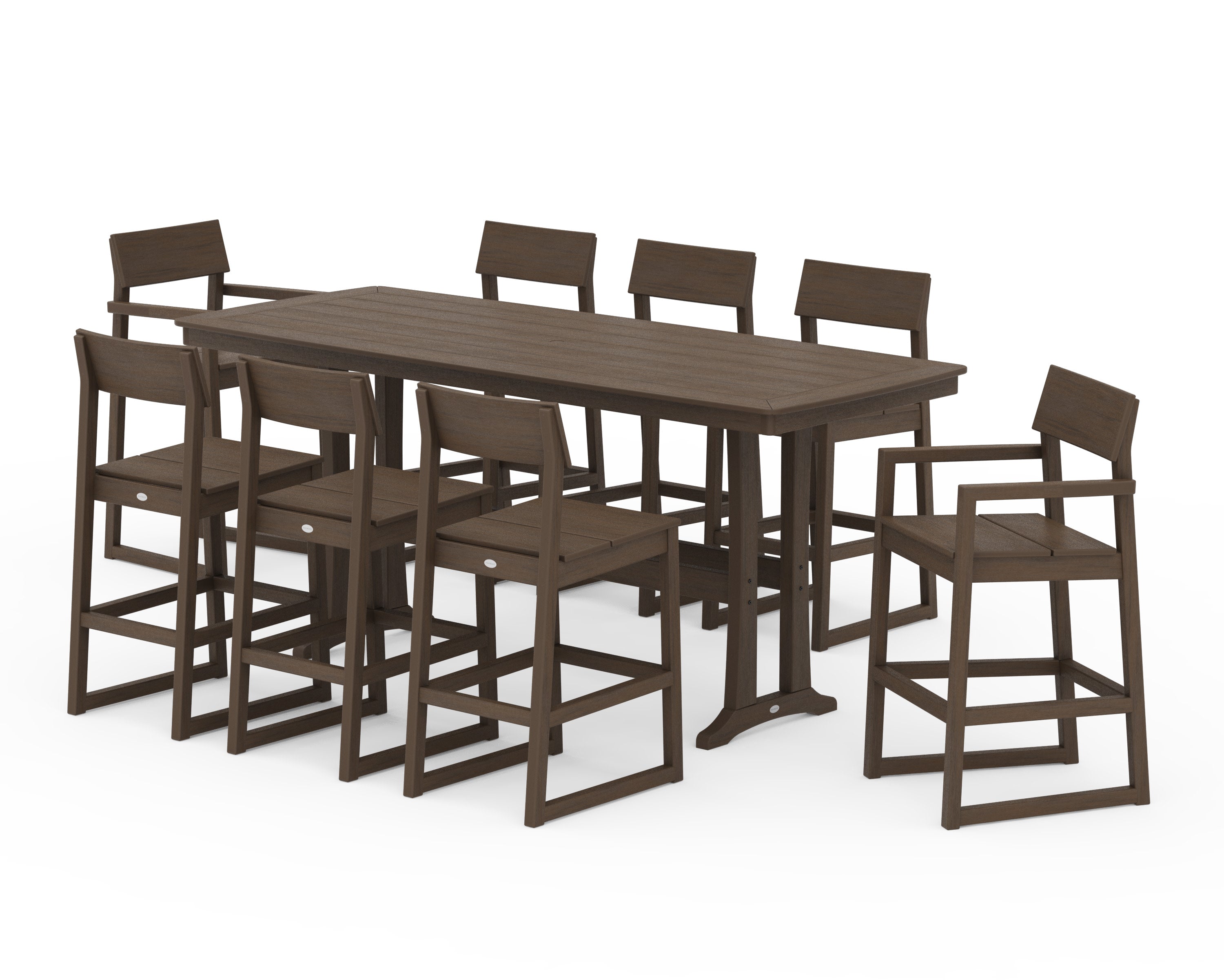 EDGE 9-Piece Bar Set with Trestle Legs in Kona