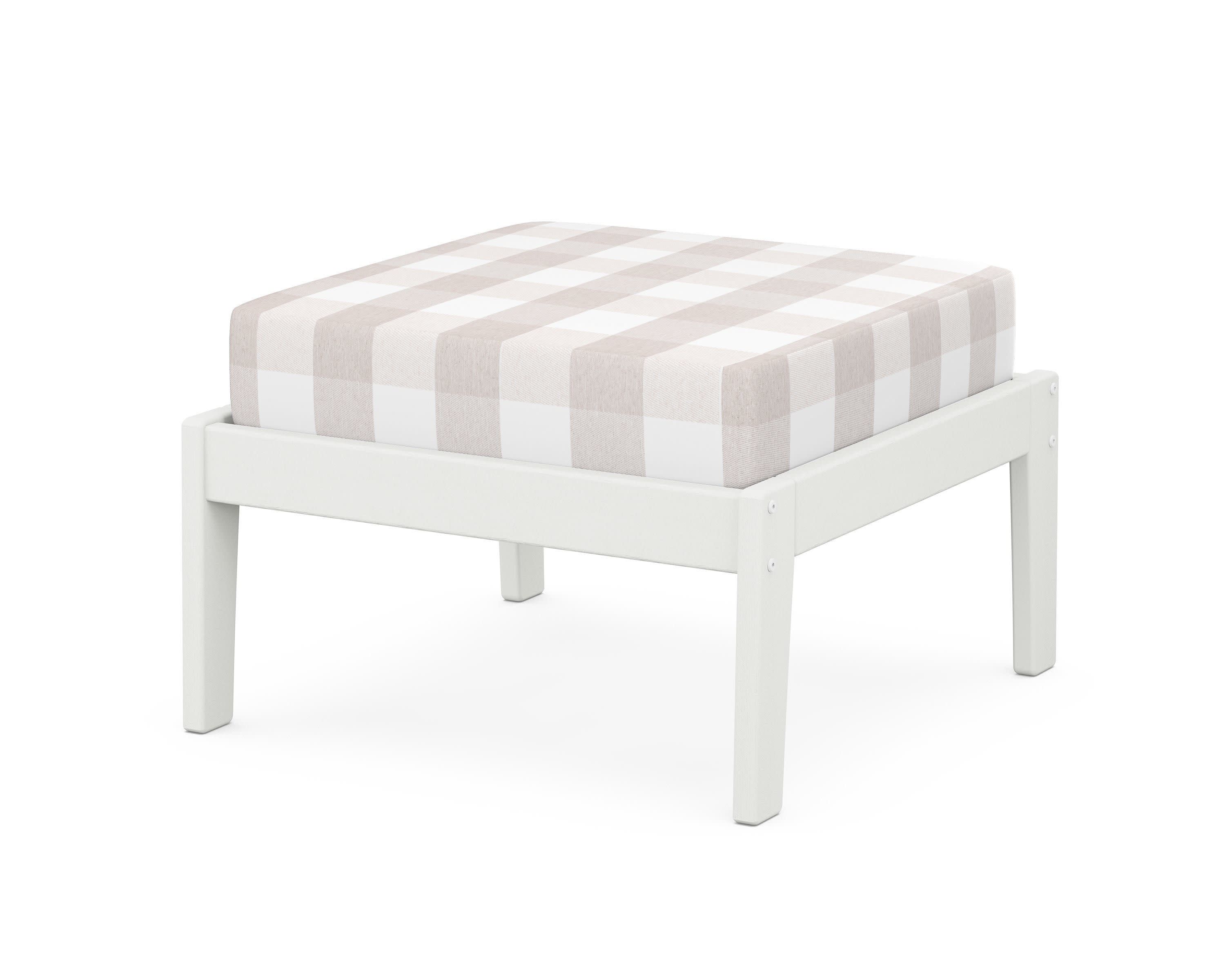 Deep Seating Ottoman in Vintage White / Buffalo Plaid Dune Burlap