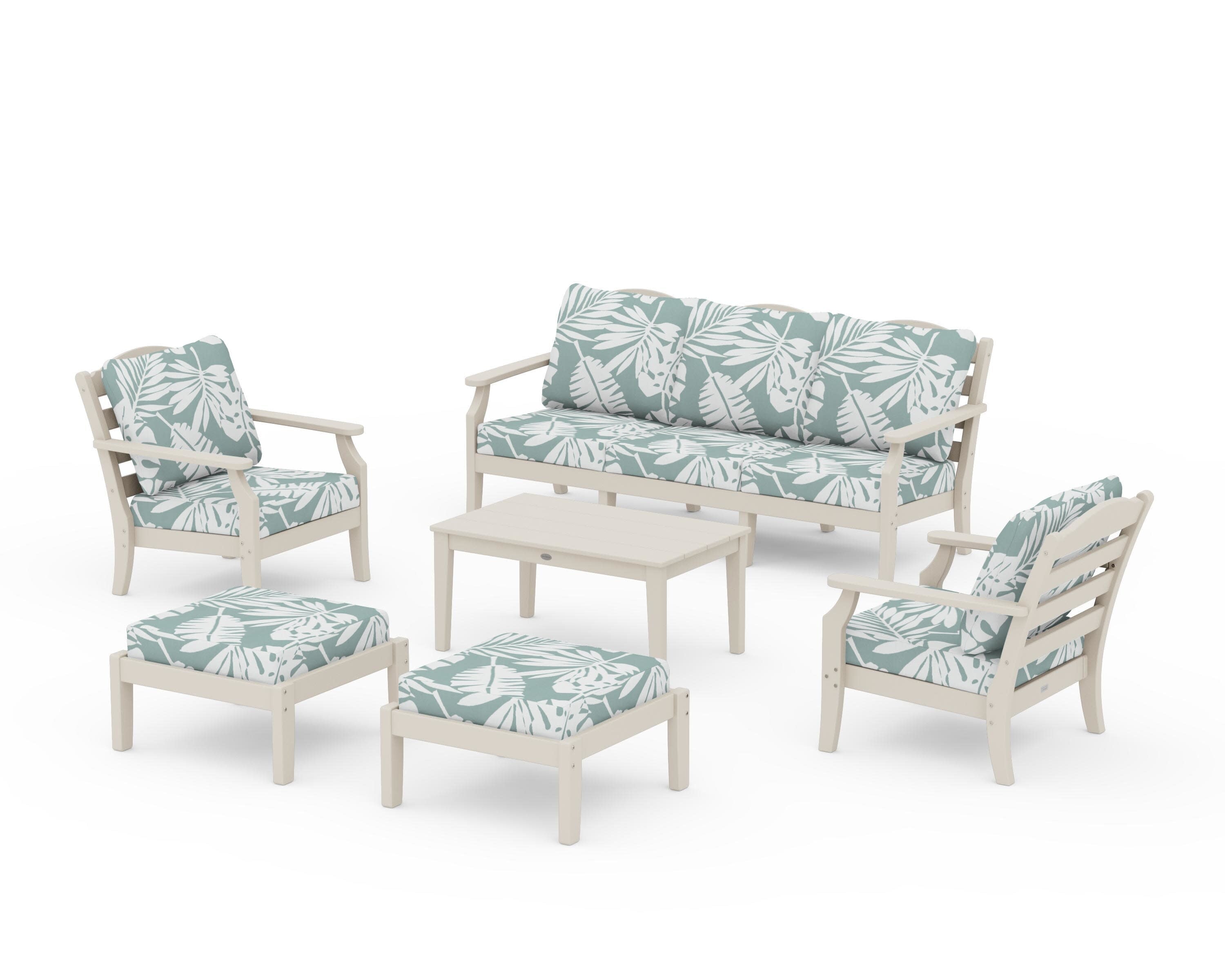 Savannah 6-Piece Lounge Sofa Set in Sand / Leaf Glacier Spa