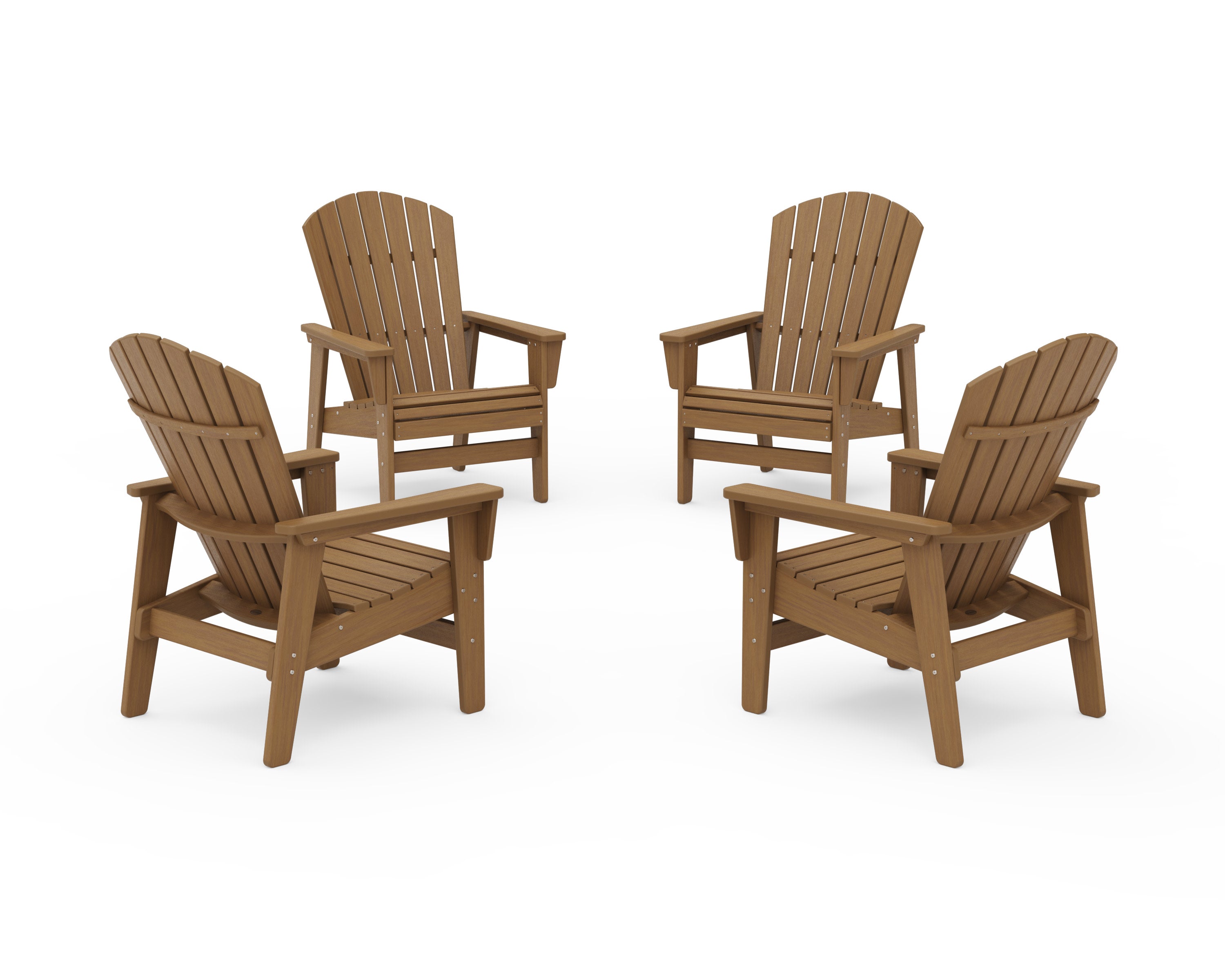 4-Piece Nautical Grand Upright Adirondack Chair Conversation Set in Natural