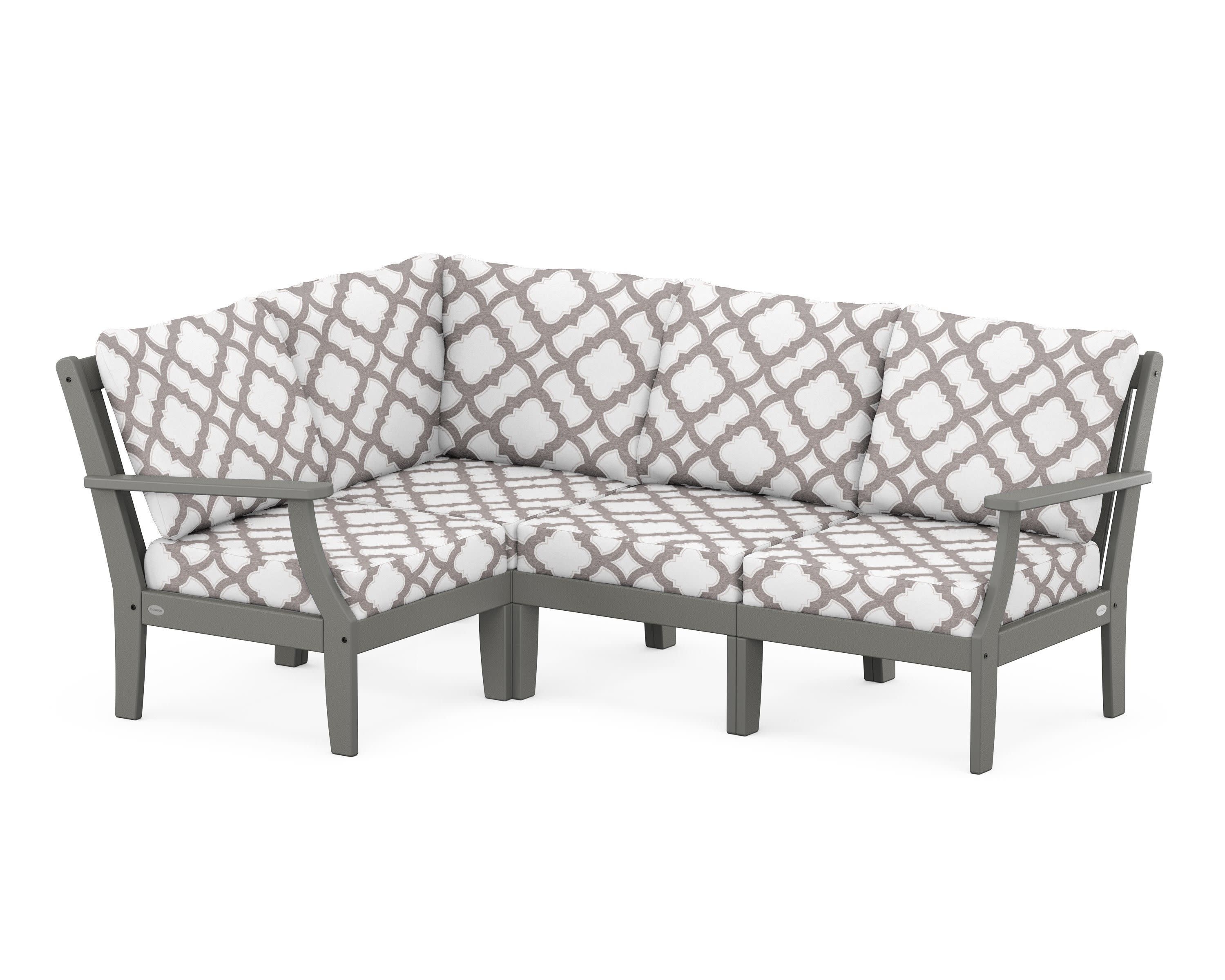 Braxton Modular 4-Piece Deep Seating Set in Slate Grey / Trellis Grey Mist