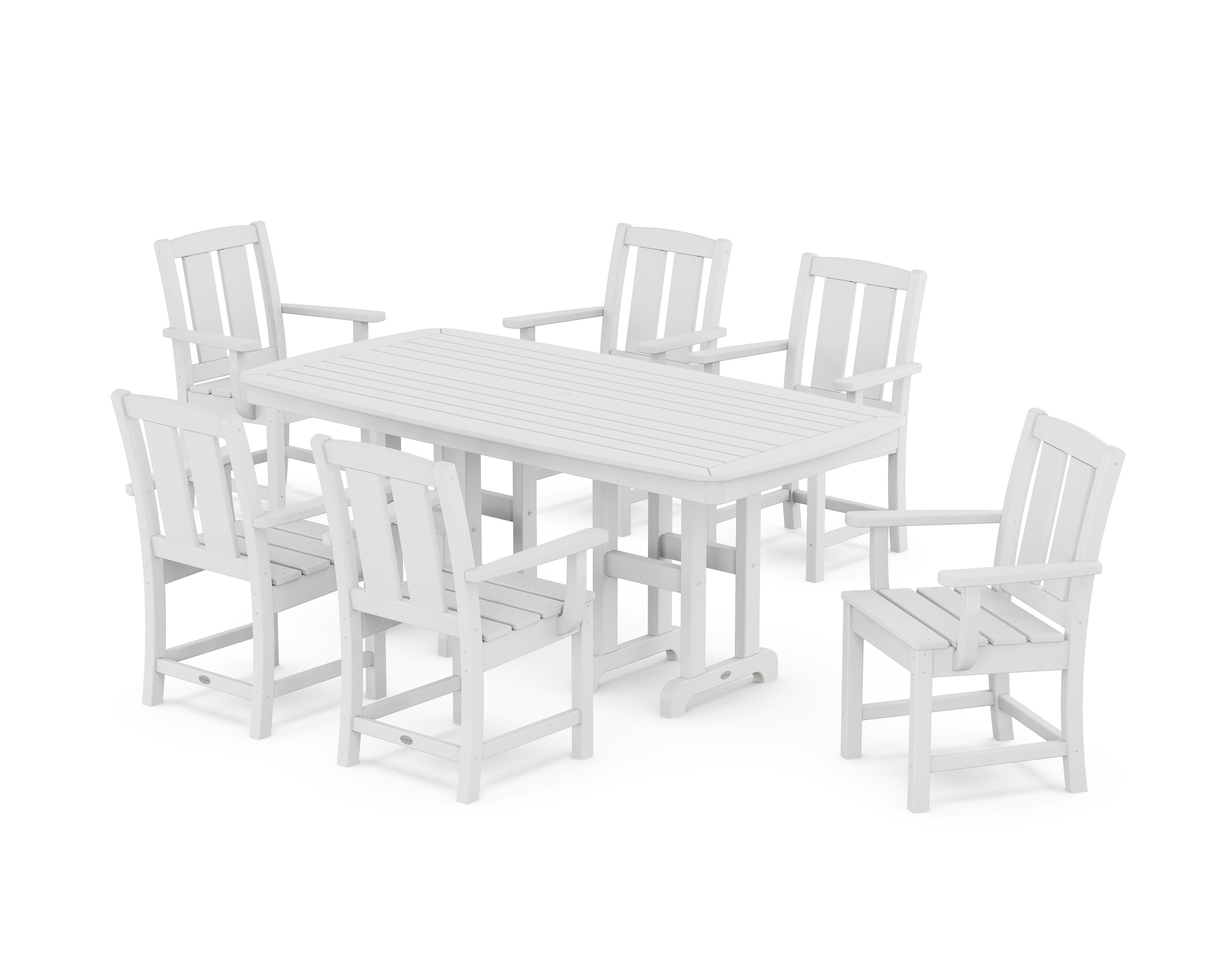 Mission Arm Chair 7-Piece Dining Set in White