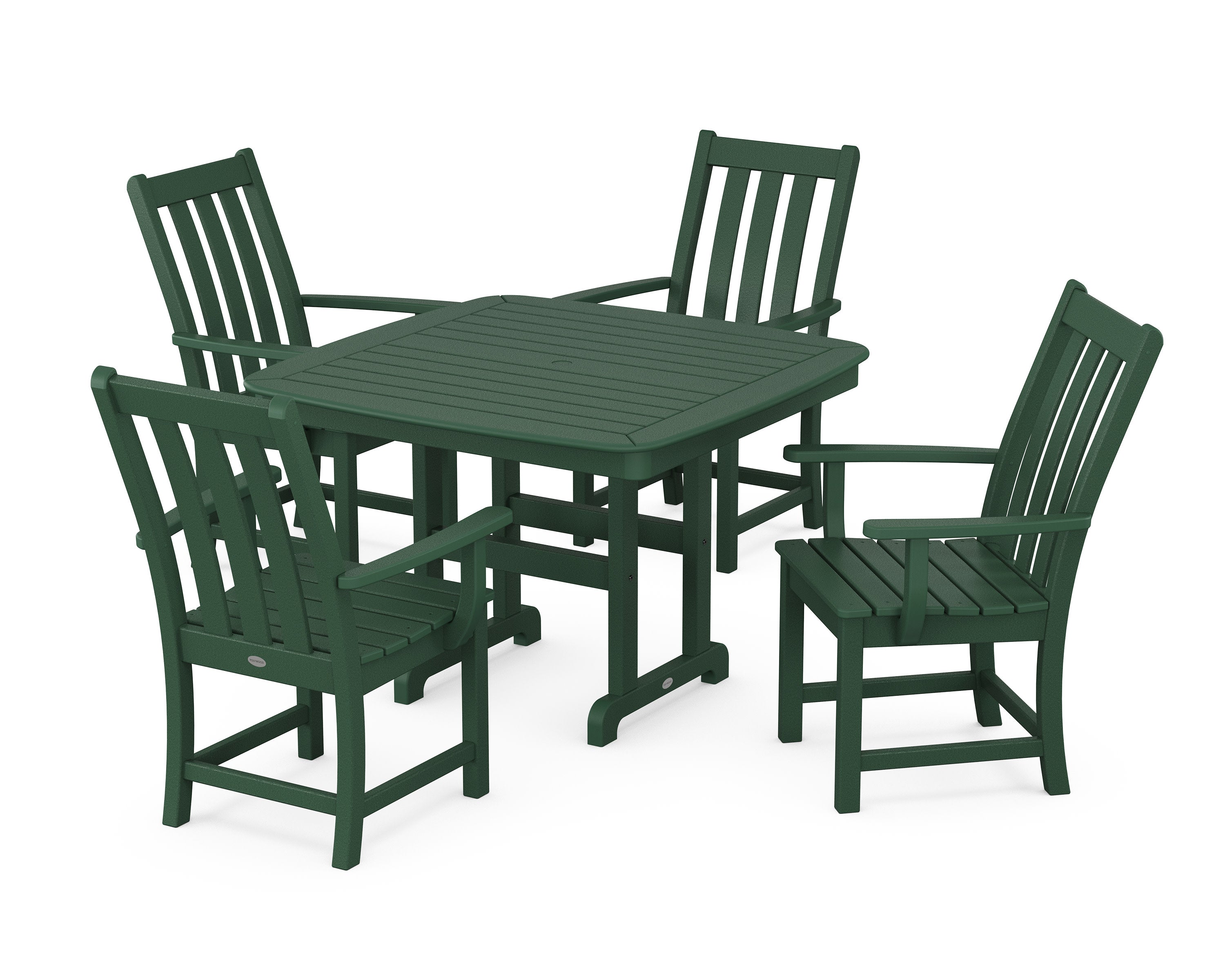 Vineyard 5-Piece Dining Set with Trestle Legs in Green