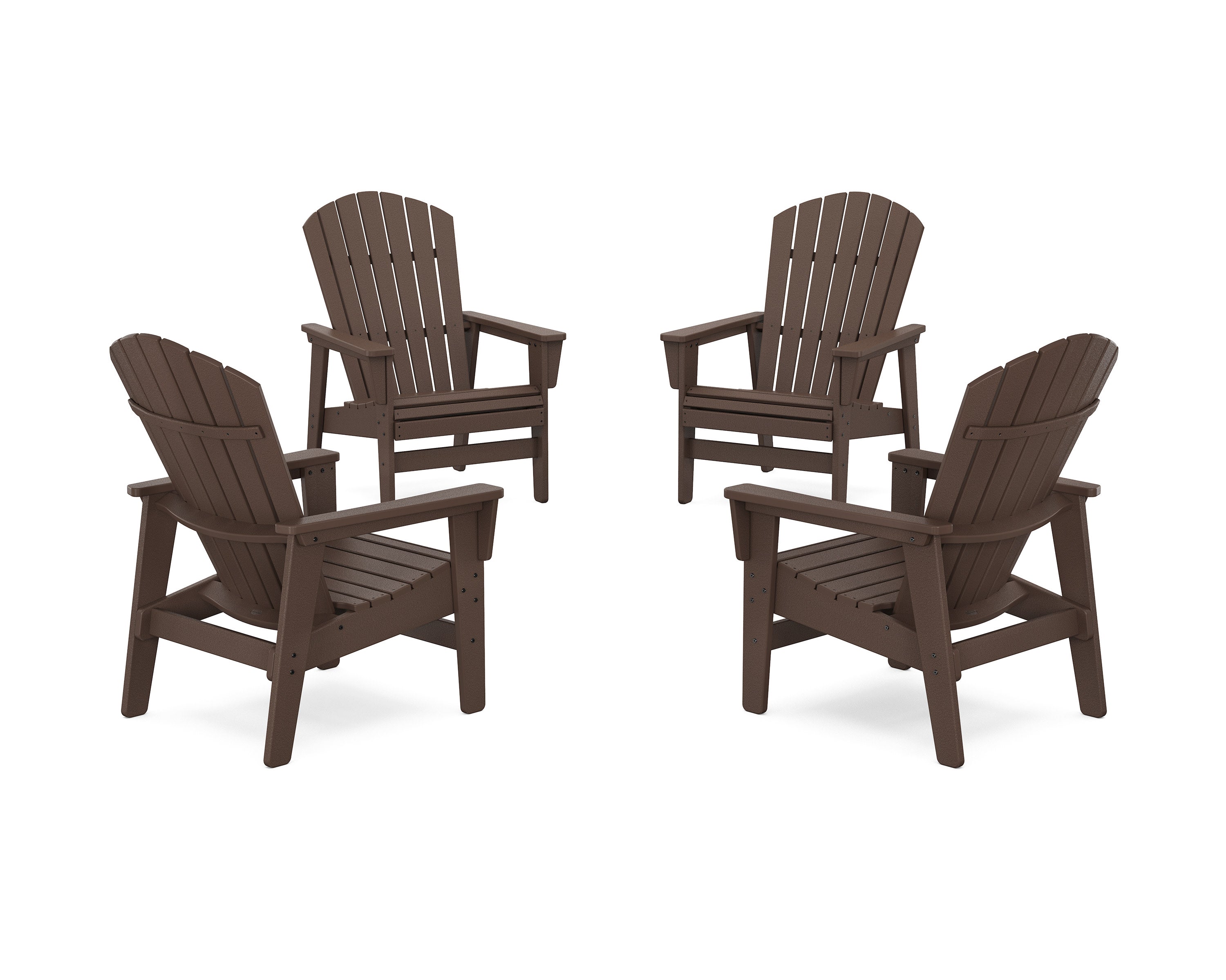 4-Piece Nautical Grand Upright Adirondack Chair Conversation Set in Mahogany