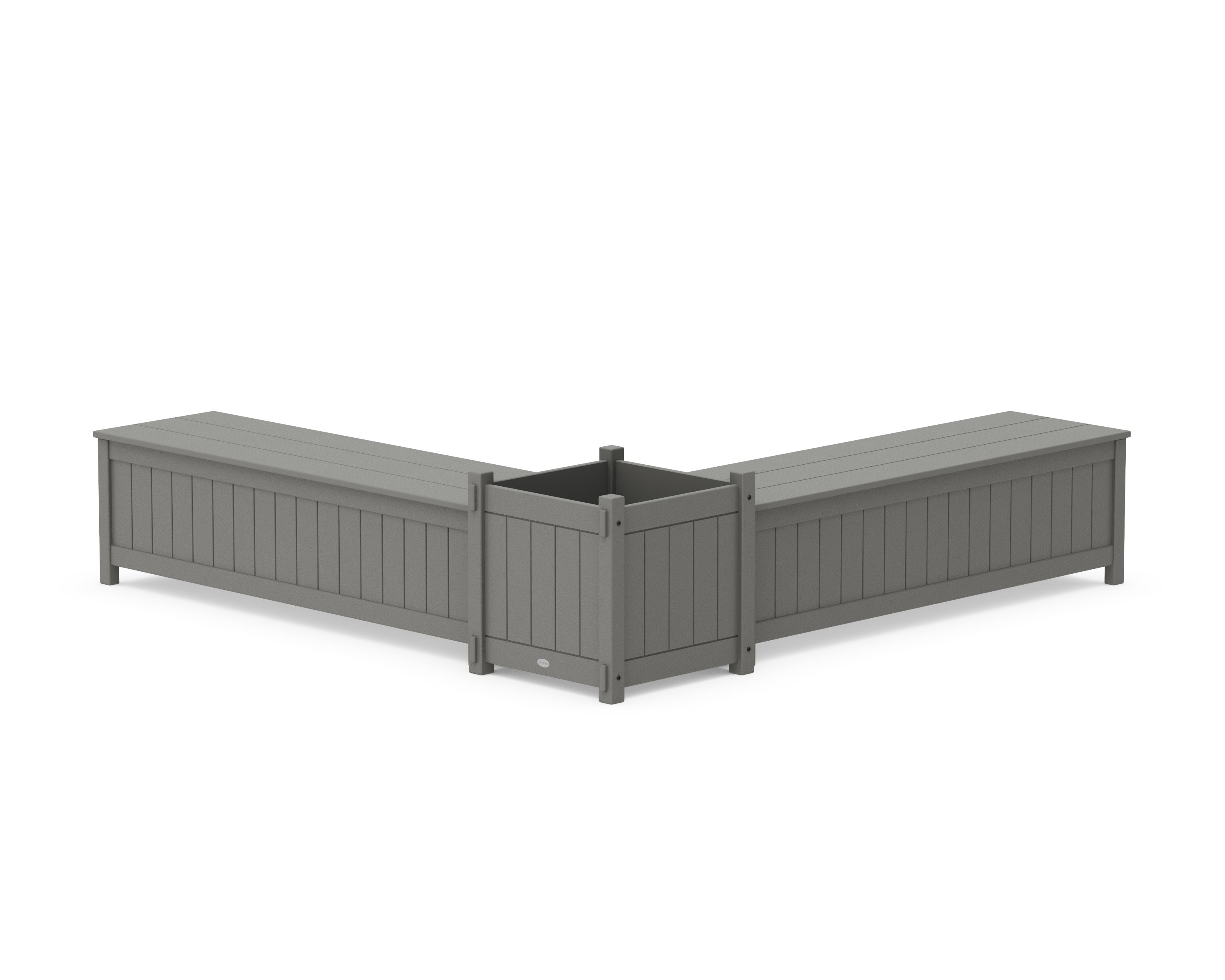 60" Vineyard L- Shaped Planter Storage Bench Set- Large in Slate Grey